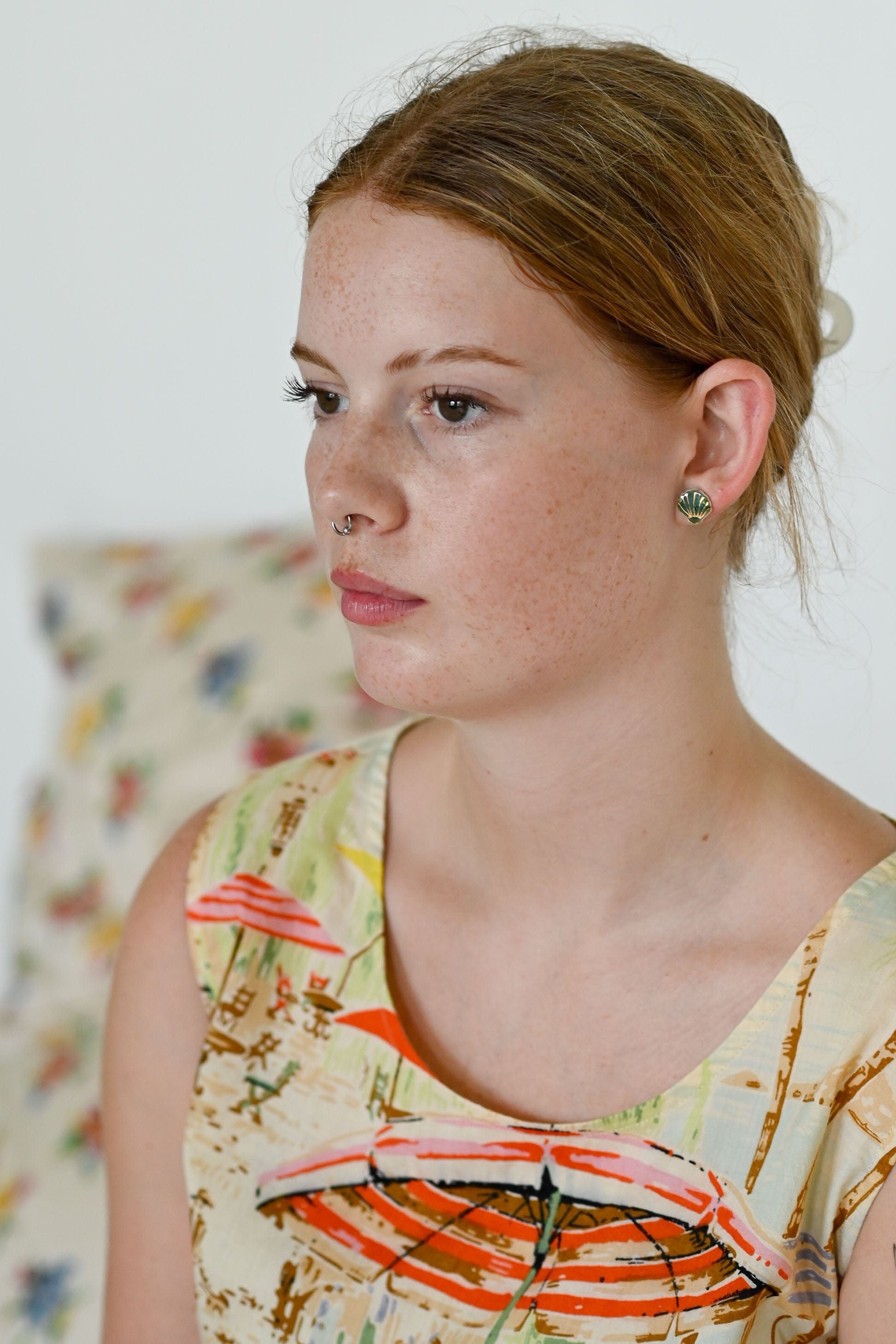 Maris Sea Shell Porcelain Earrings Blue Green