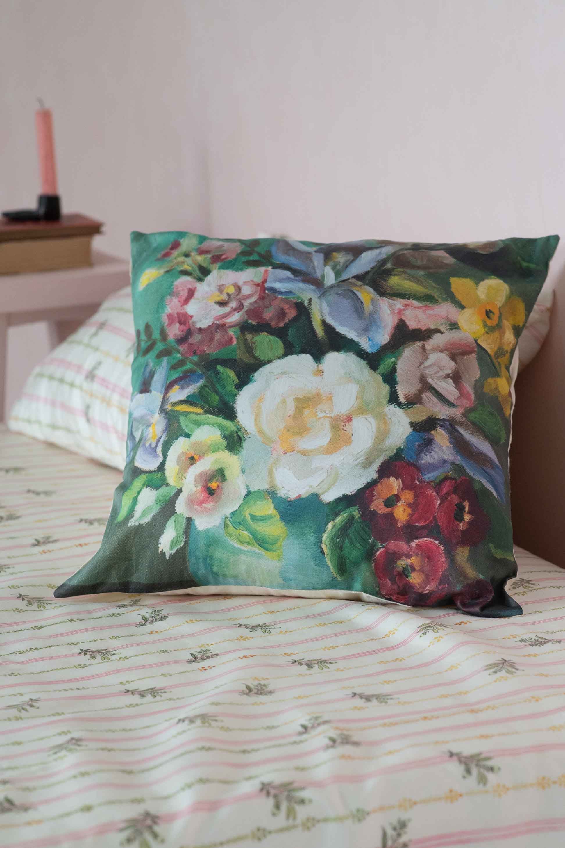 Painted Flowers cushion cover *organic cotton