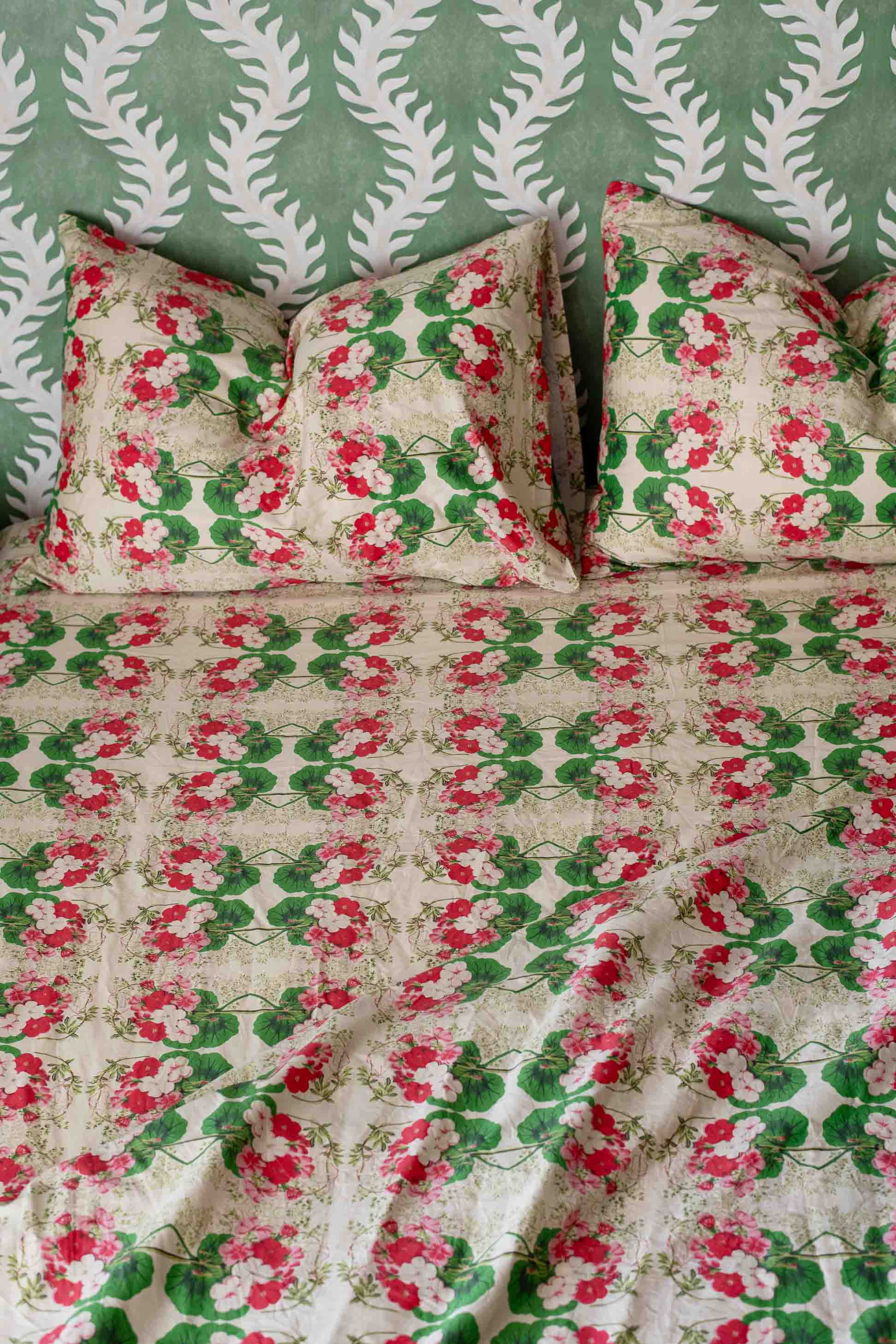 Pelargonium floral sheet set