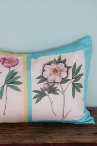 Peonies pillow with botanical print