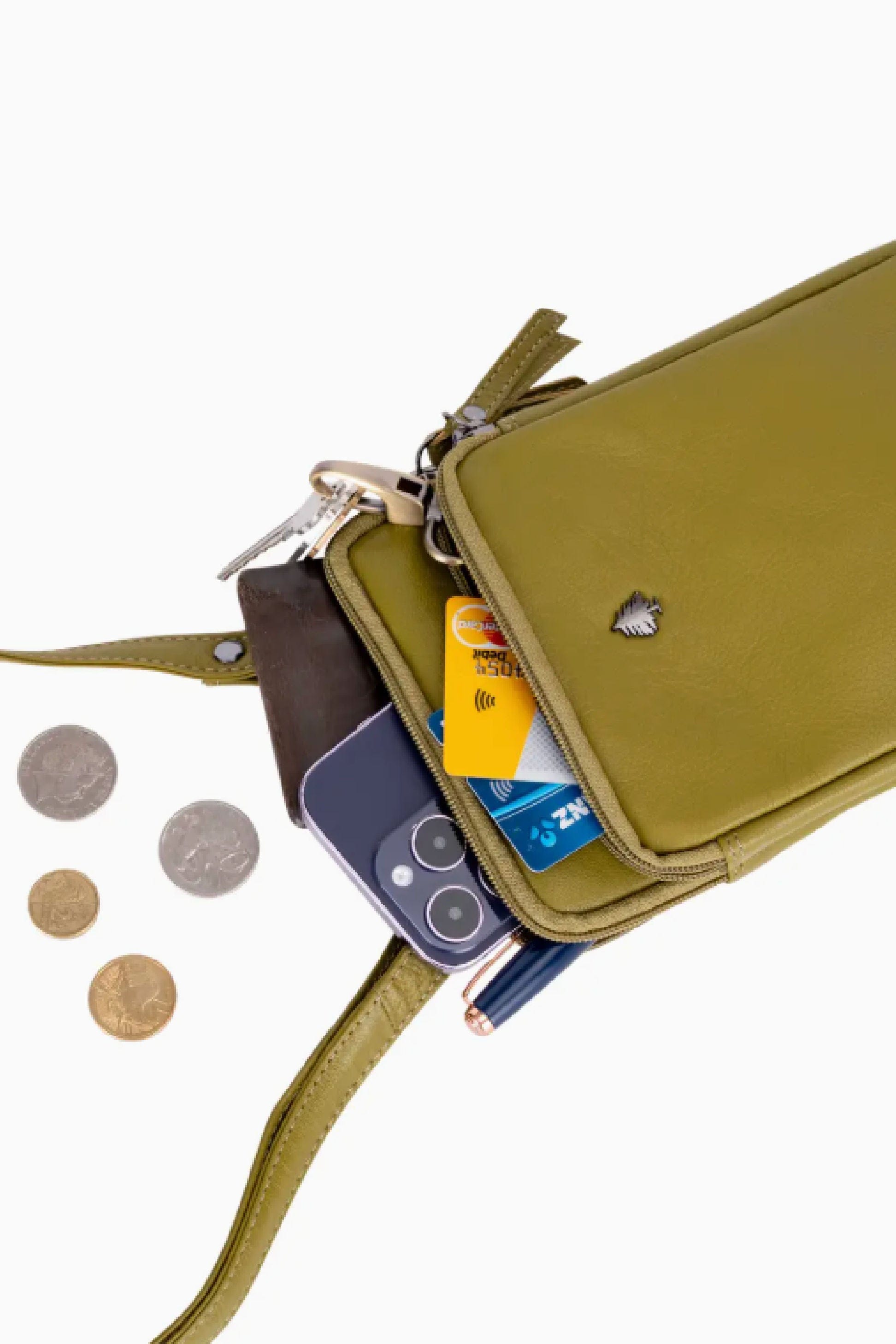 Piper Crossbody Leather Bag Olive