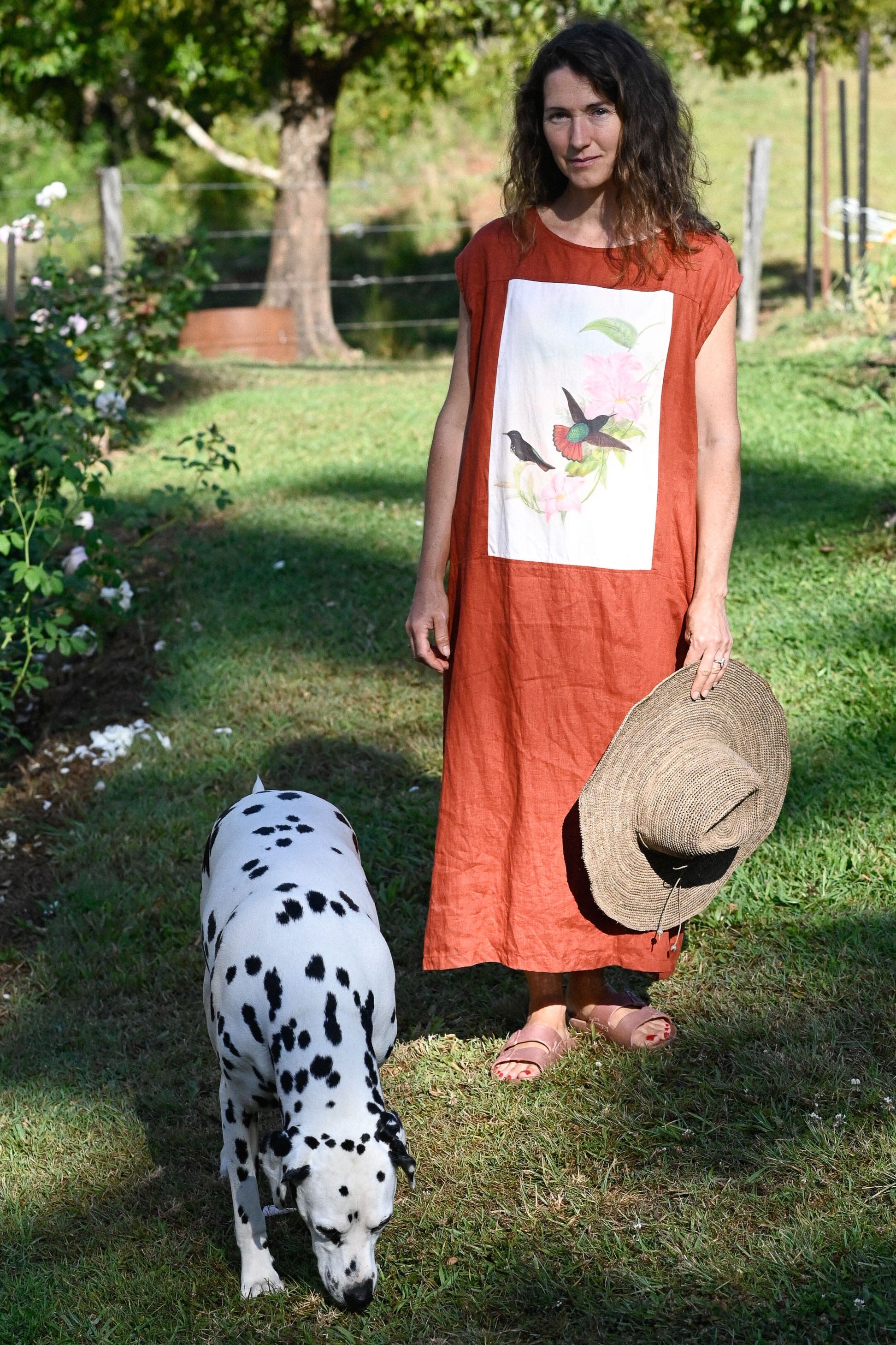 Aziz Tea Aziz Handwoven Adjustable Wide Brim Hat in Tea