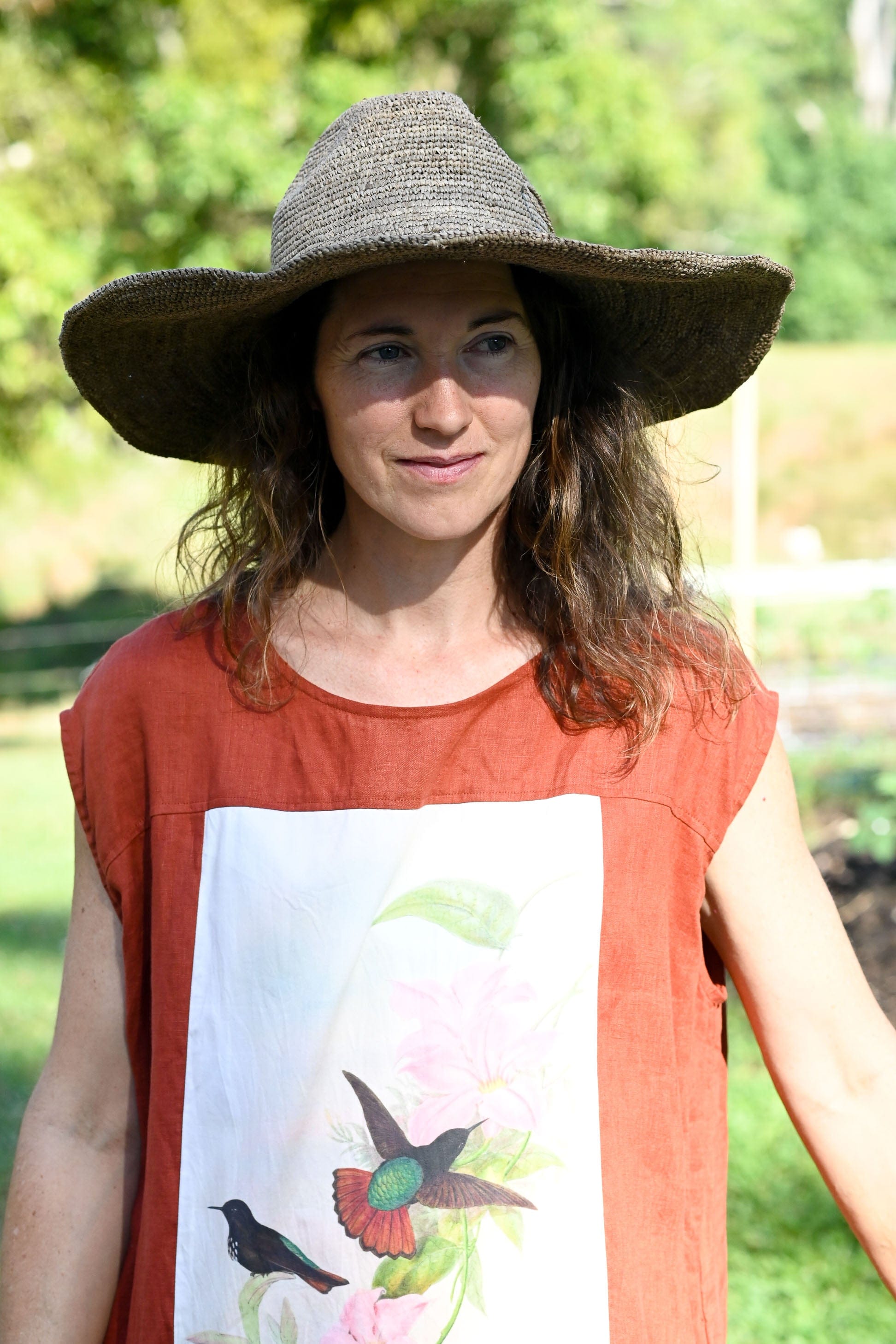 Aziz Handwoven Adjustable Wide Brim Hat in Tea