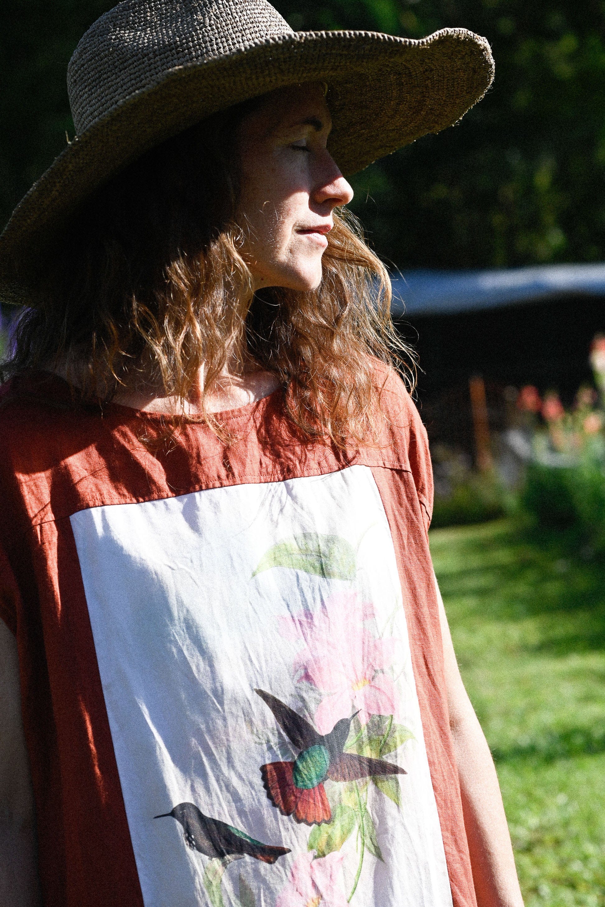 Aziz Handwoven Adjustable Wide Brim Hat in Tea