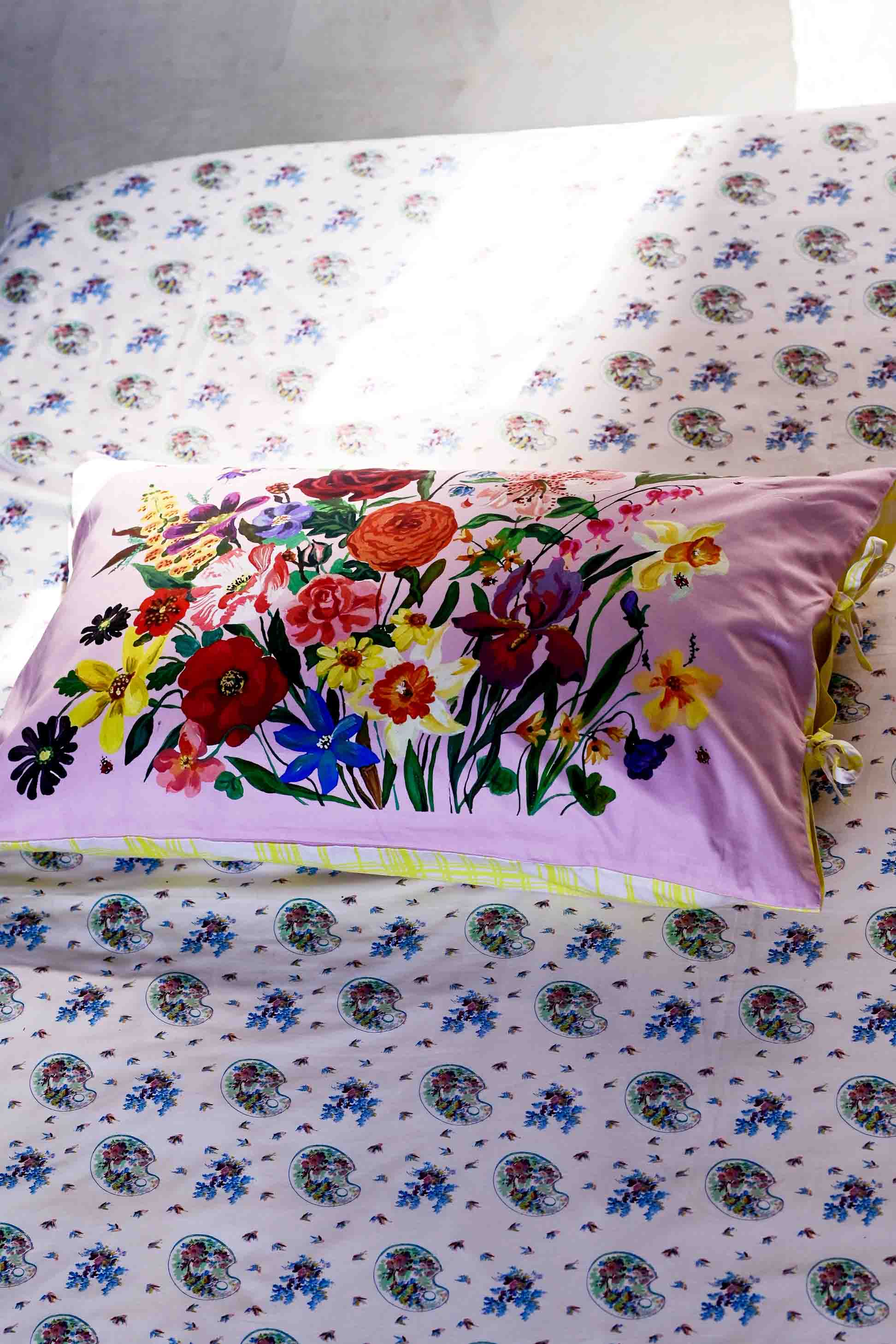 Rainbow Floral Pink pillowcase set *organic cotton