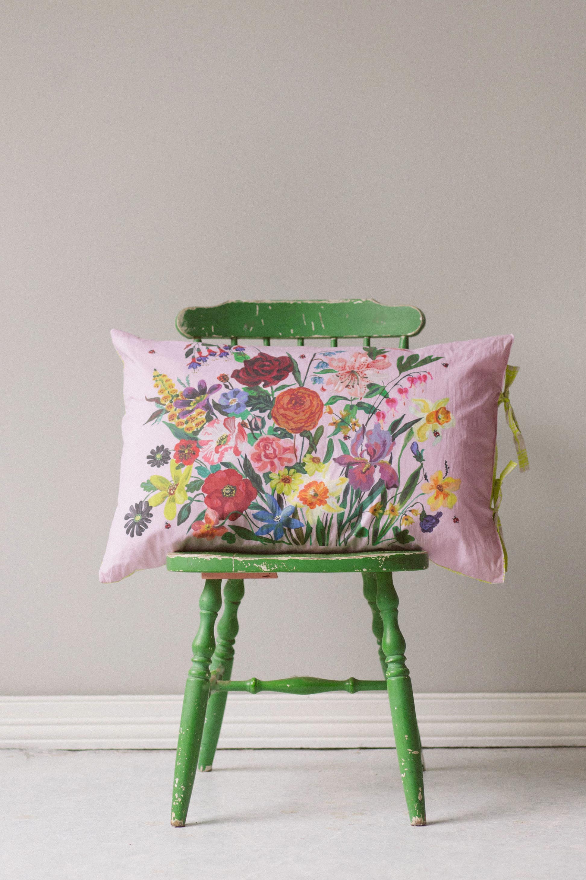 Rainbow Floral Pink pillowcase set *organic cotton