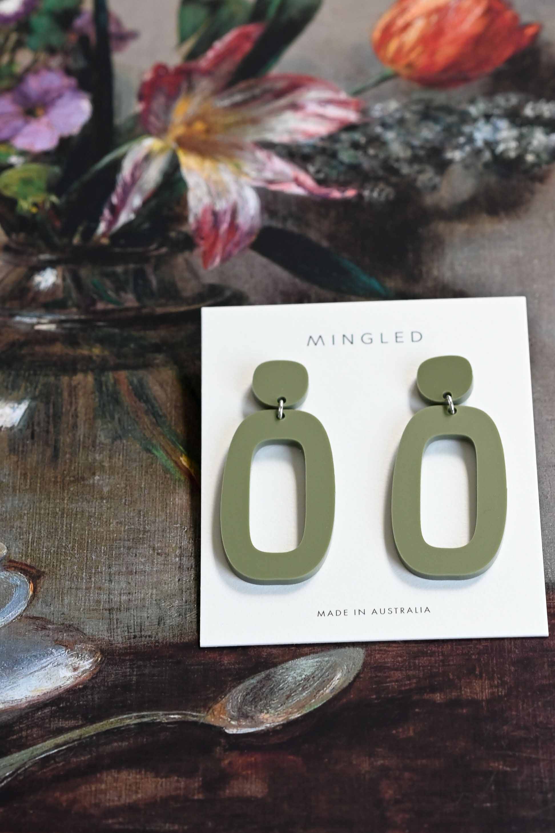 Riley Dangle Earrings Olive
