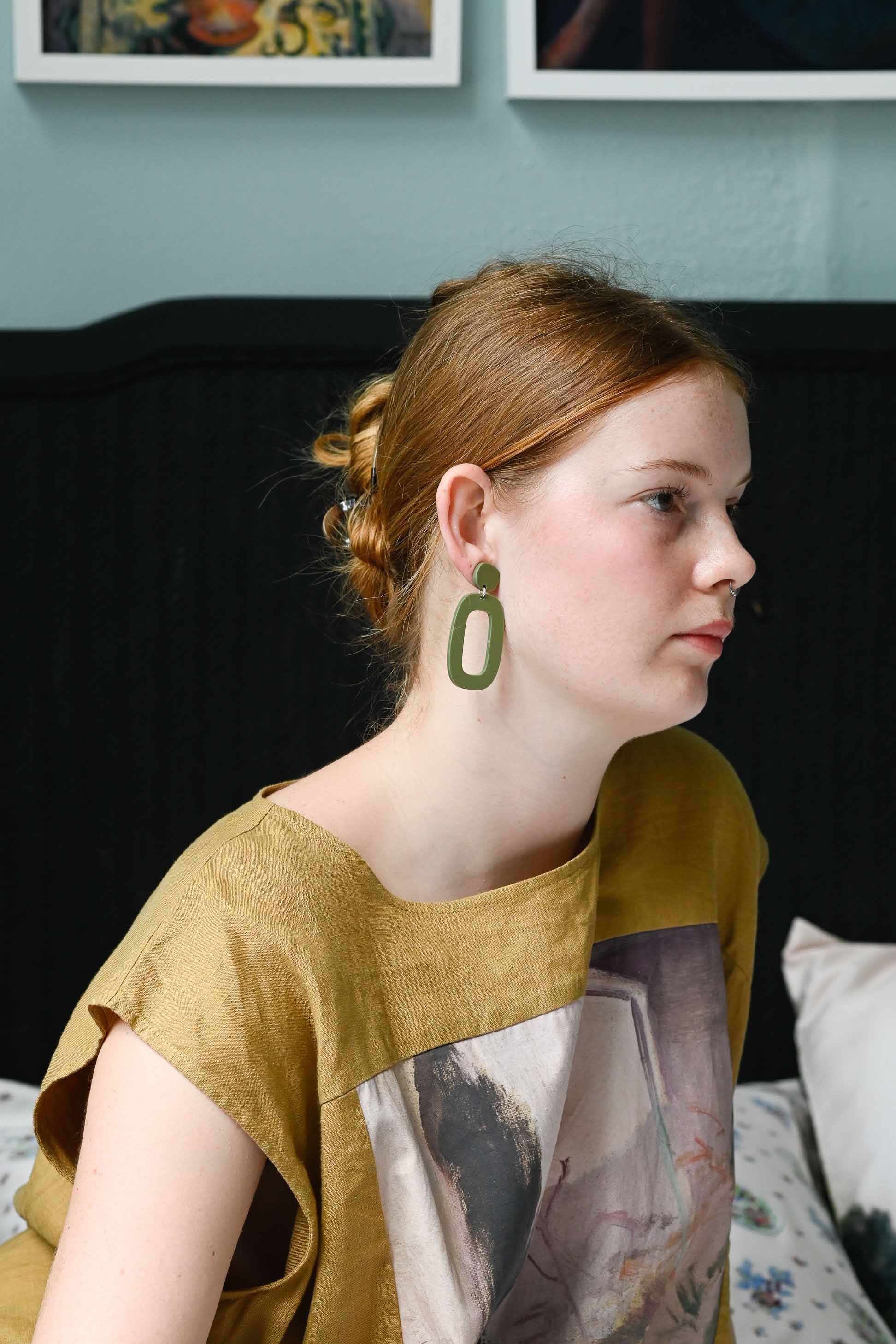 Riley Dangle Earrings Olive