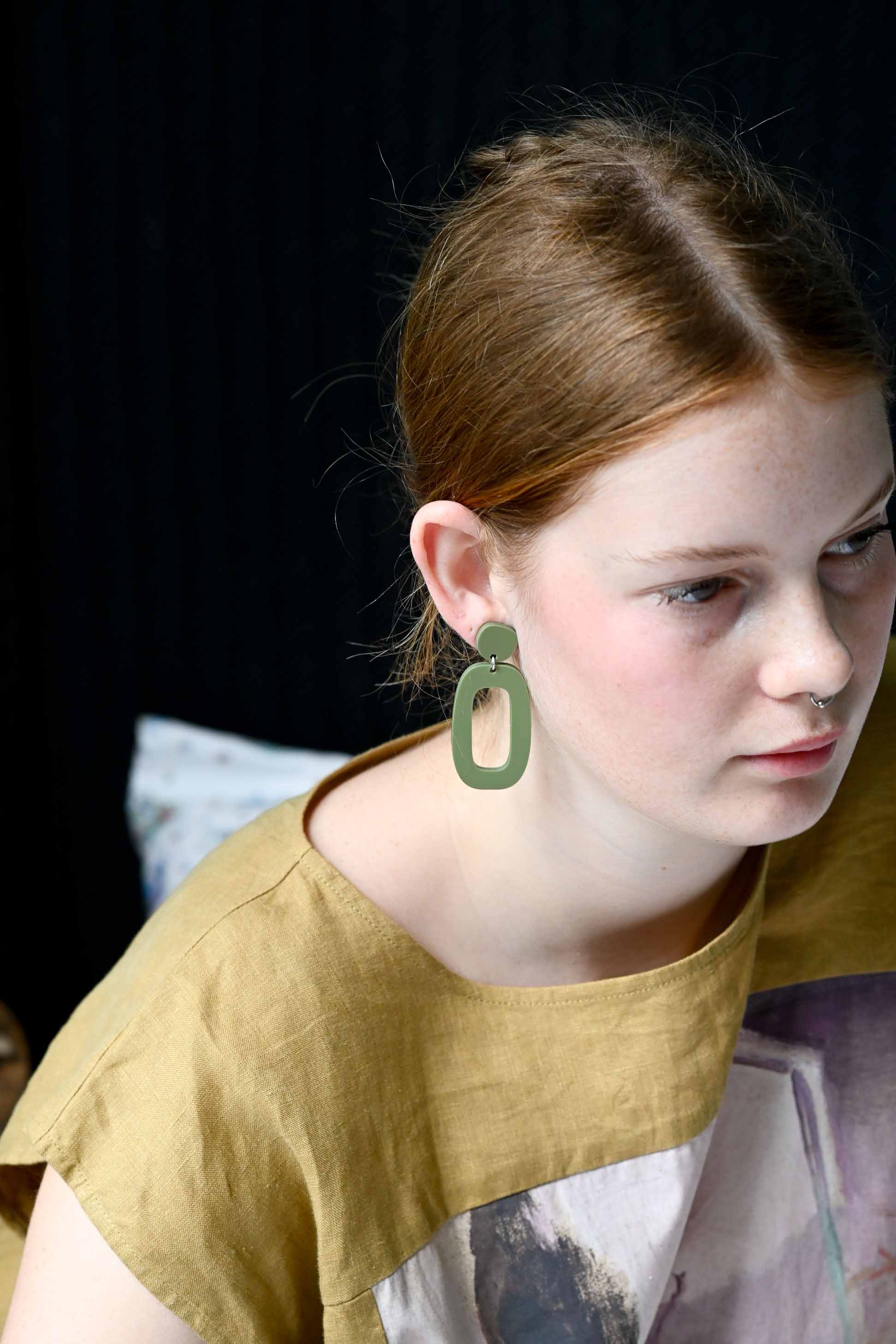 Riley Dangle Earrings Olive
