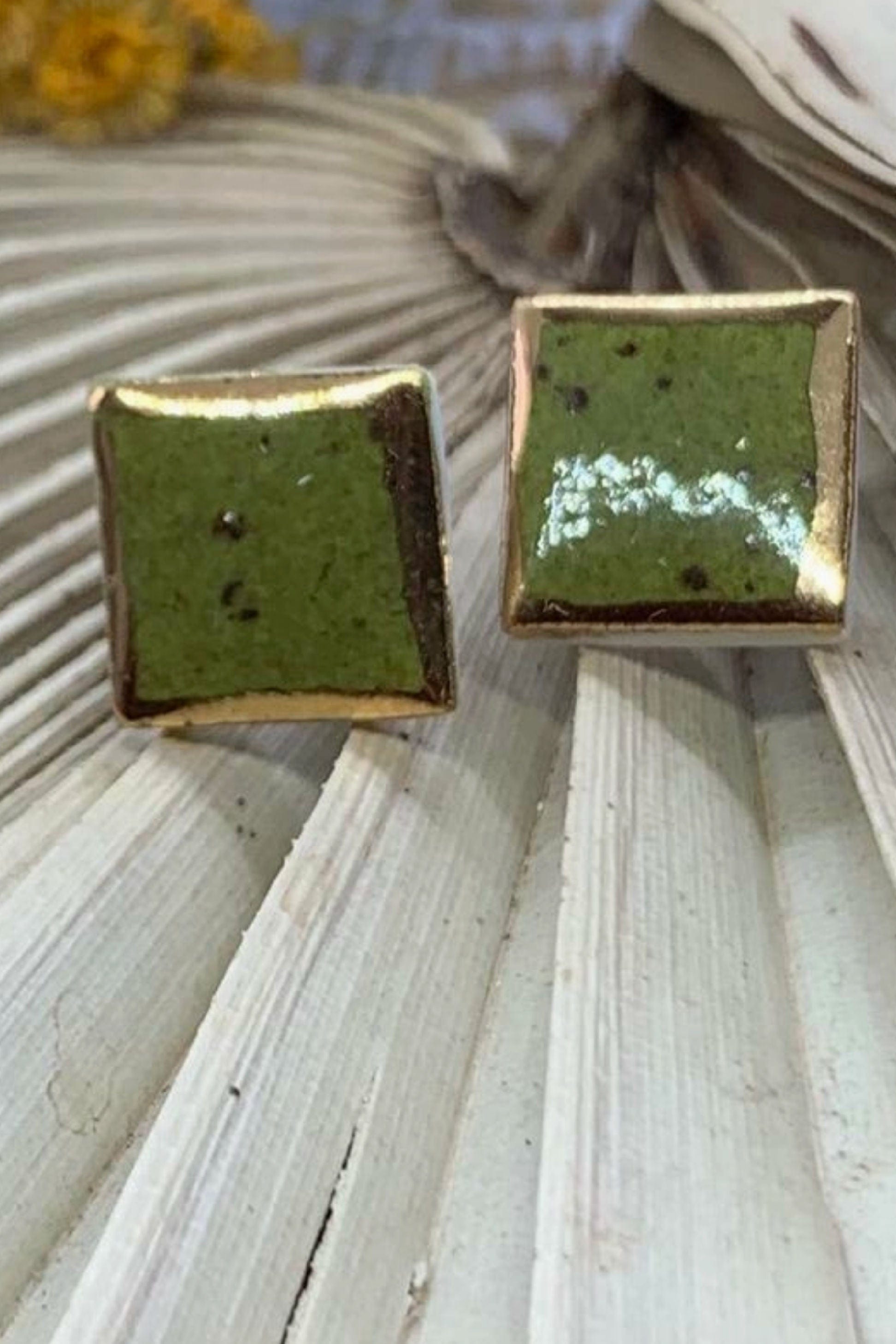 Rosalie Porcelain Stud Earrings Green