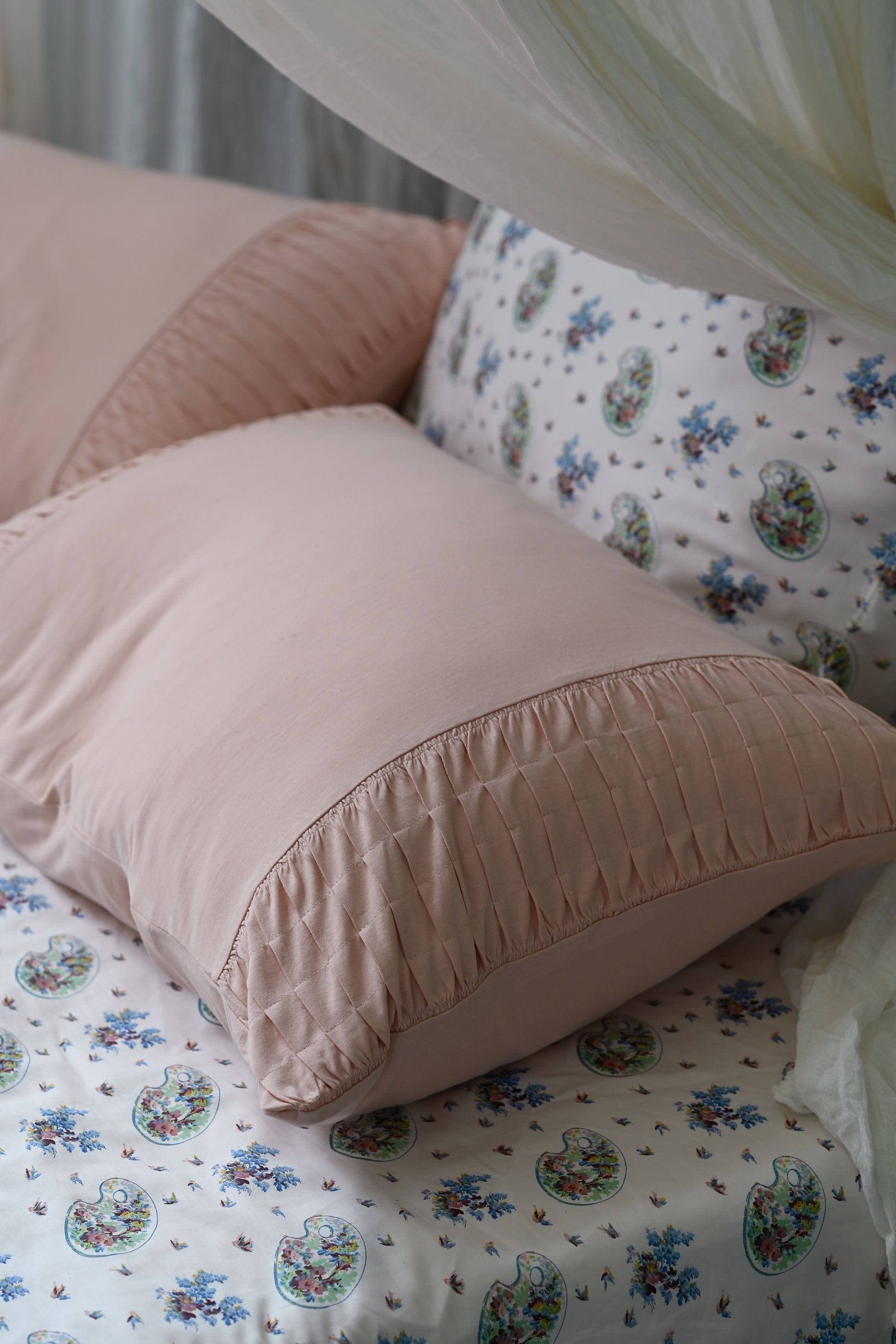 Rosette pillowcase set in Tuscan Pink *organic cotton