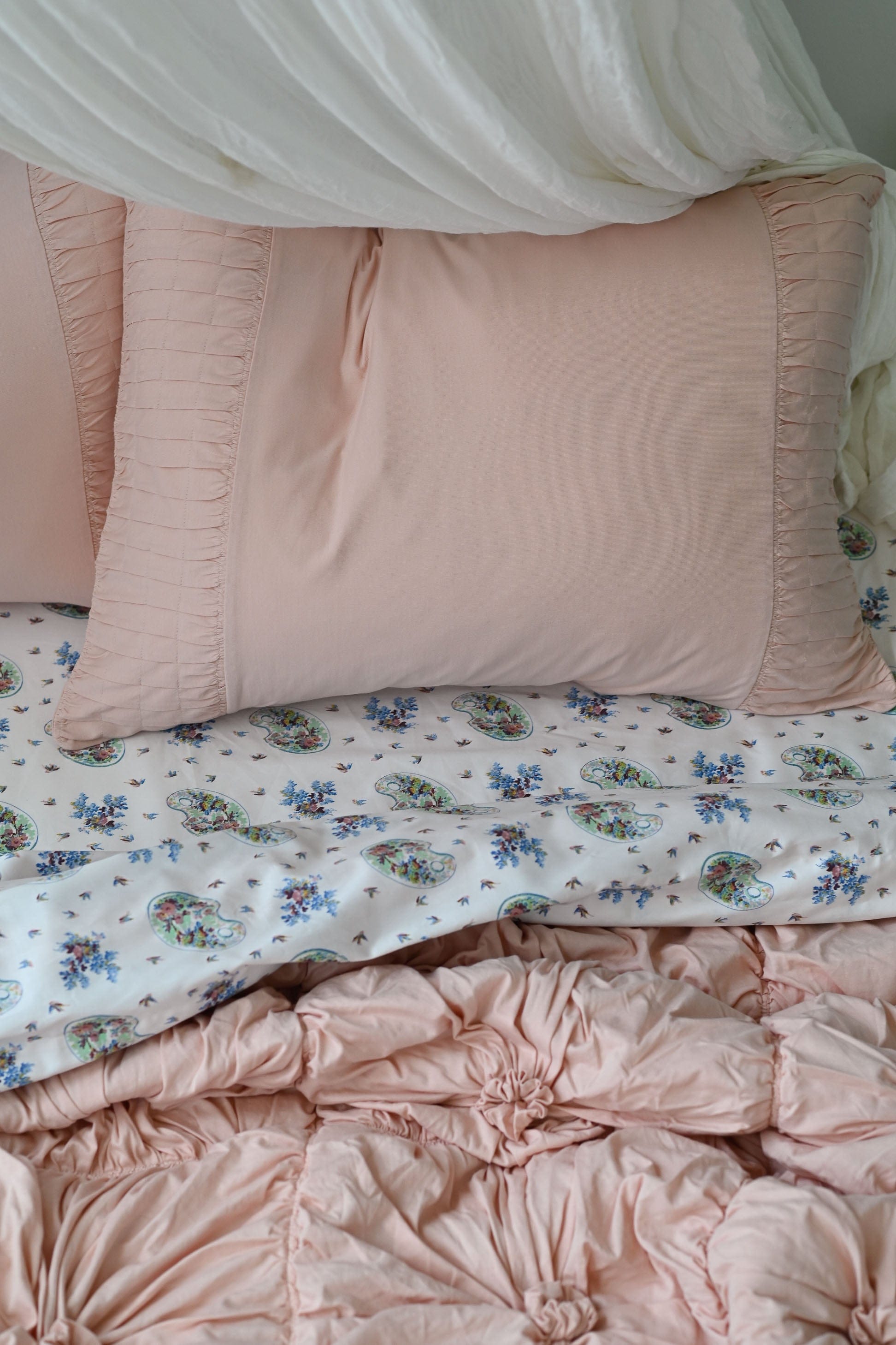 Rosette pillowcase set in Tuscan Pink *organic cotton