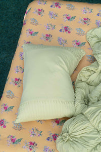 Rosette Green Tea Summerland Sheets - floral bed linens with pillow