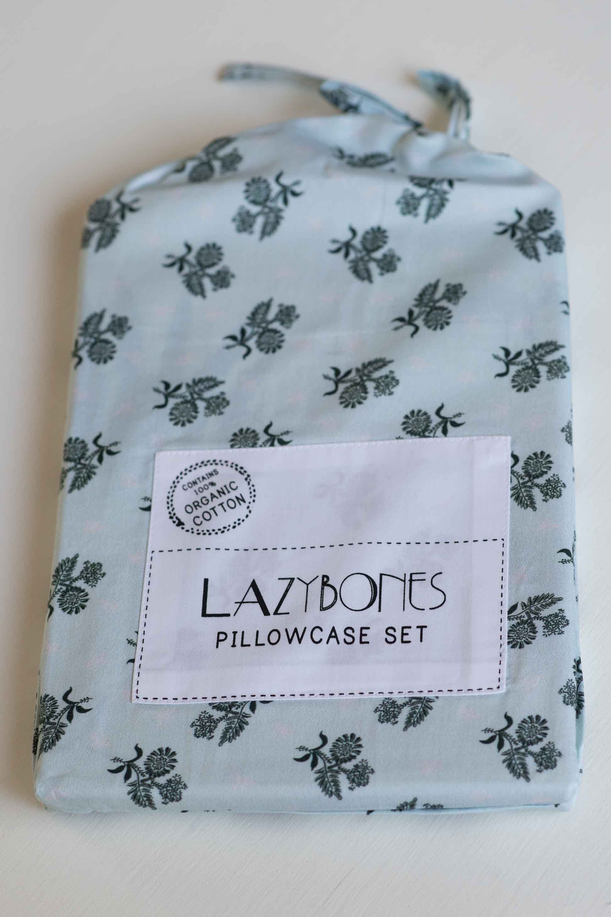 Lazybones pillowcase set, organic cotton, floral, scrapbook image DSC6665