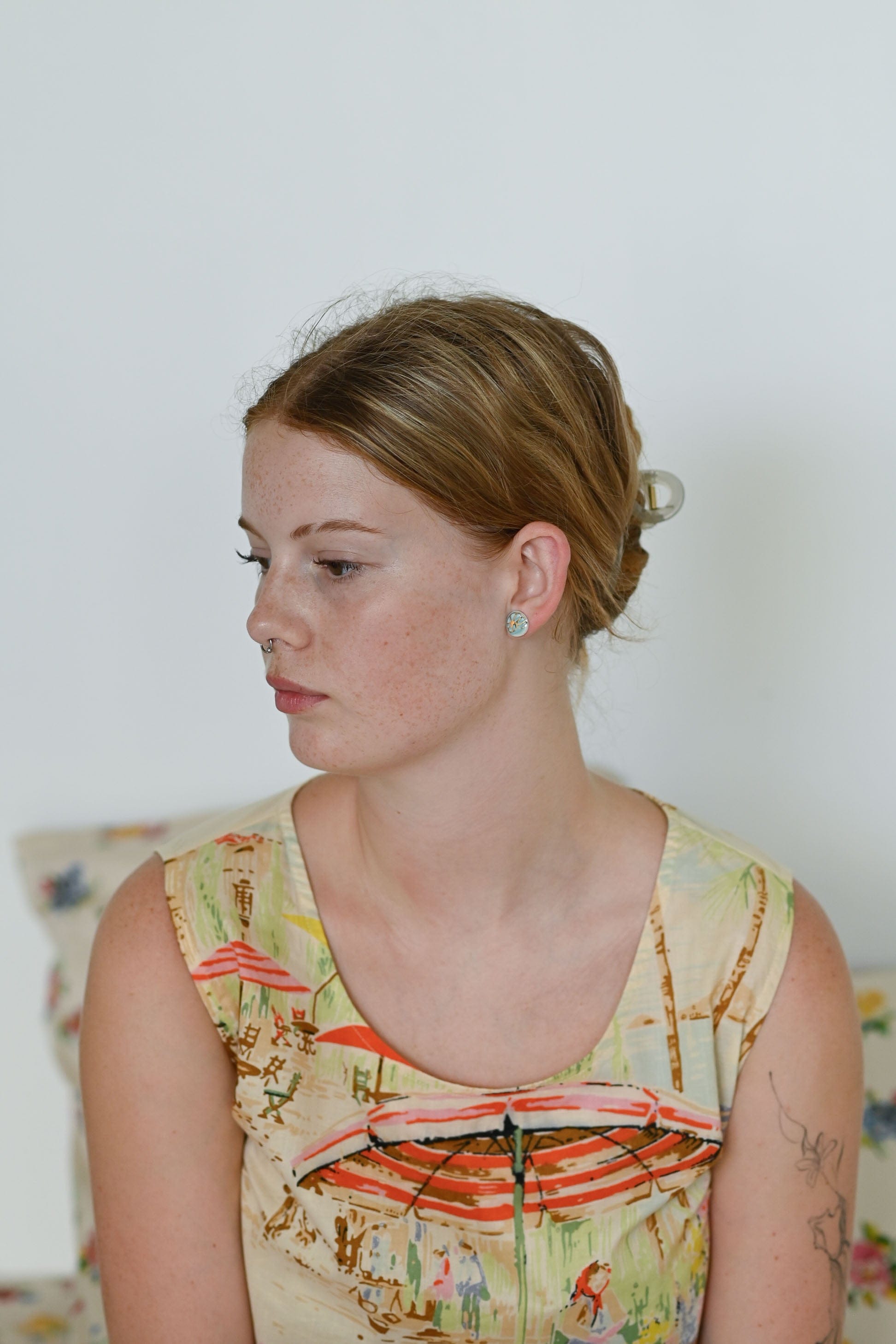 Shell Stud Earrings Light Blue