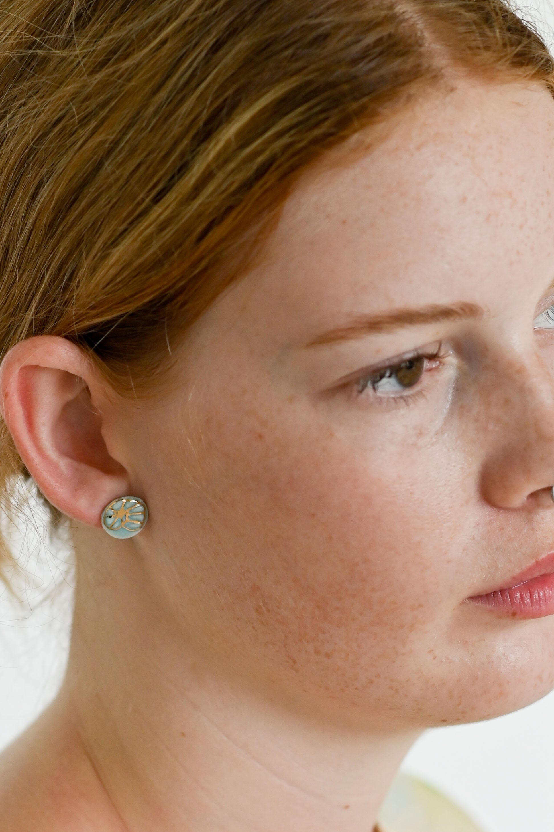 Shell Stud Earrings Light Blue