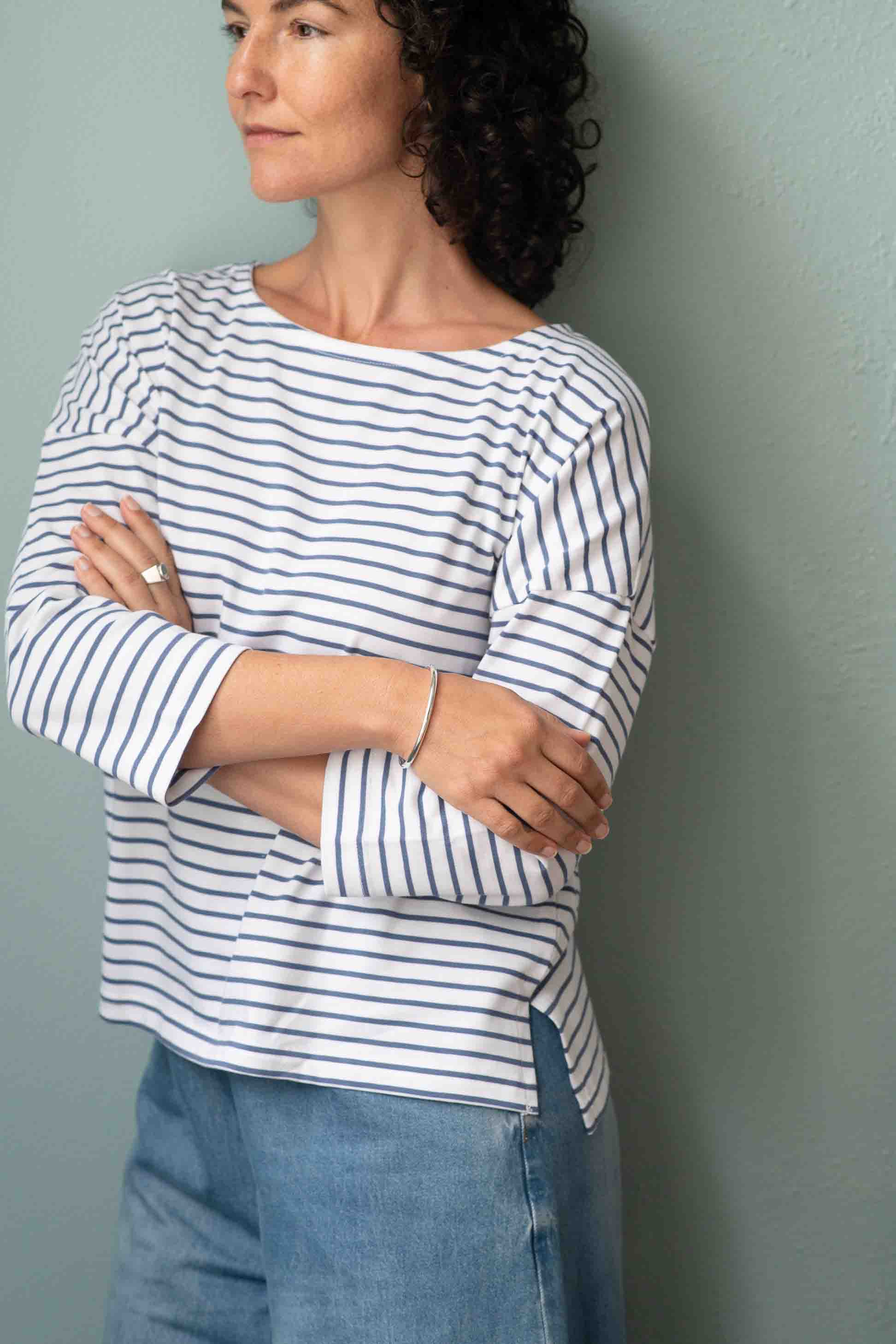 Striped Boat Neck Top Solent