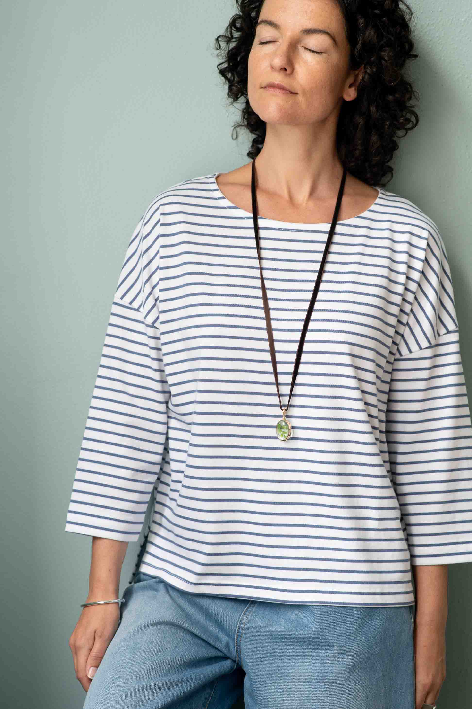 Striped Boat Neck Top Solent