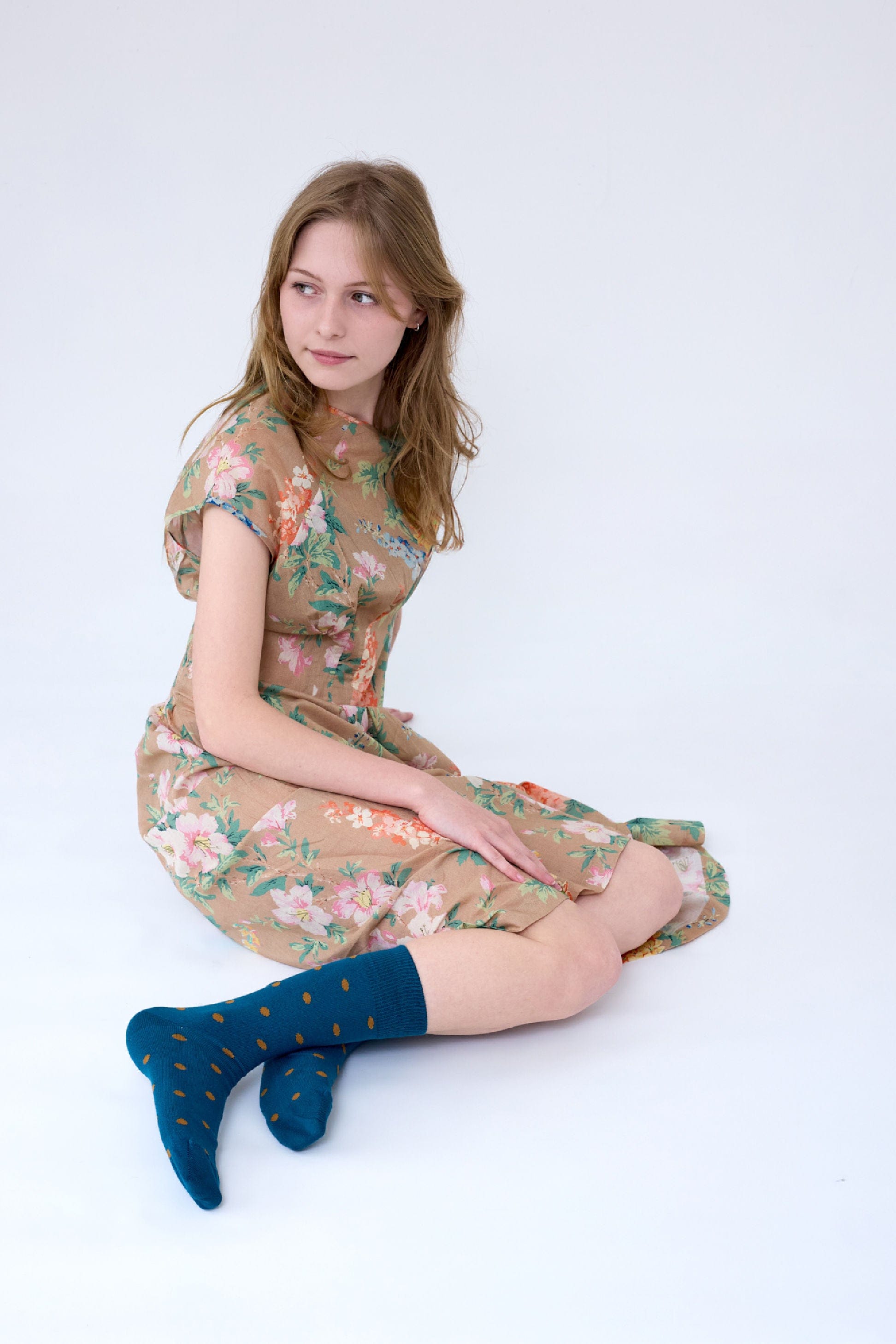 Spotty Cotton Socks Petrol