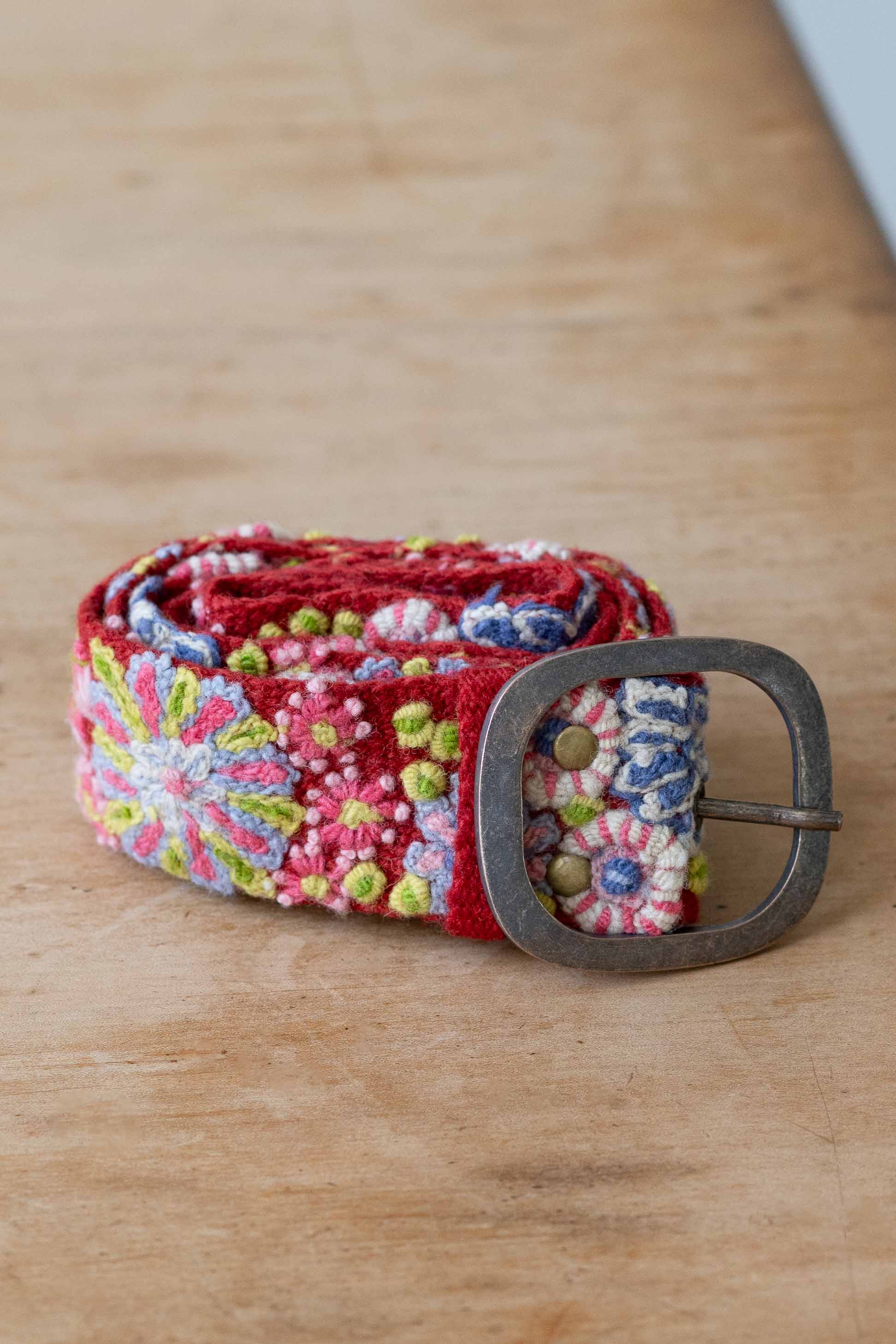 Teaberry embroidered Belt