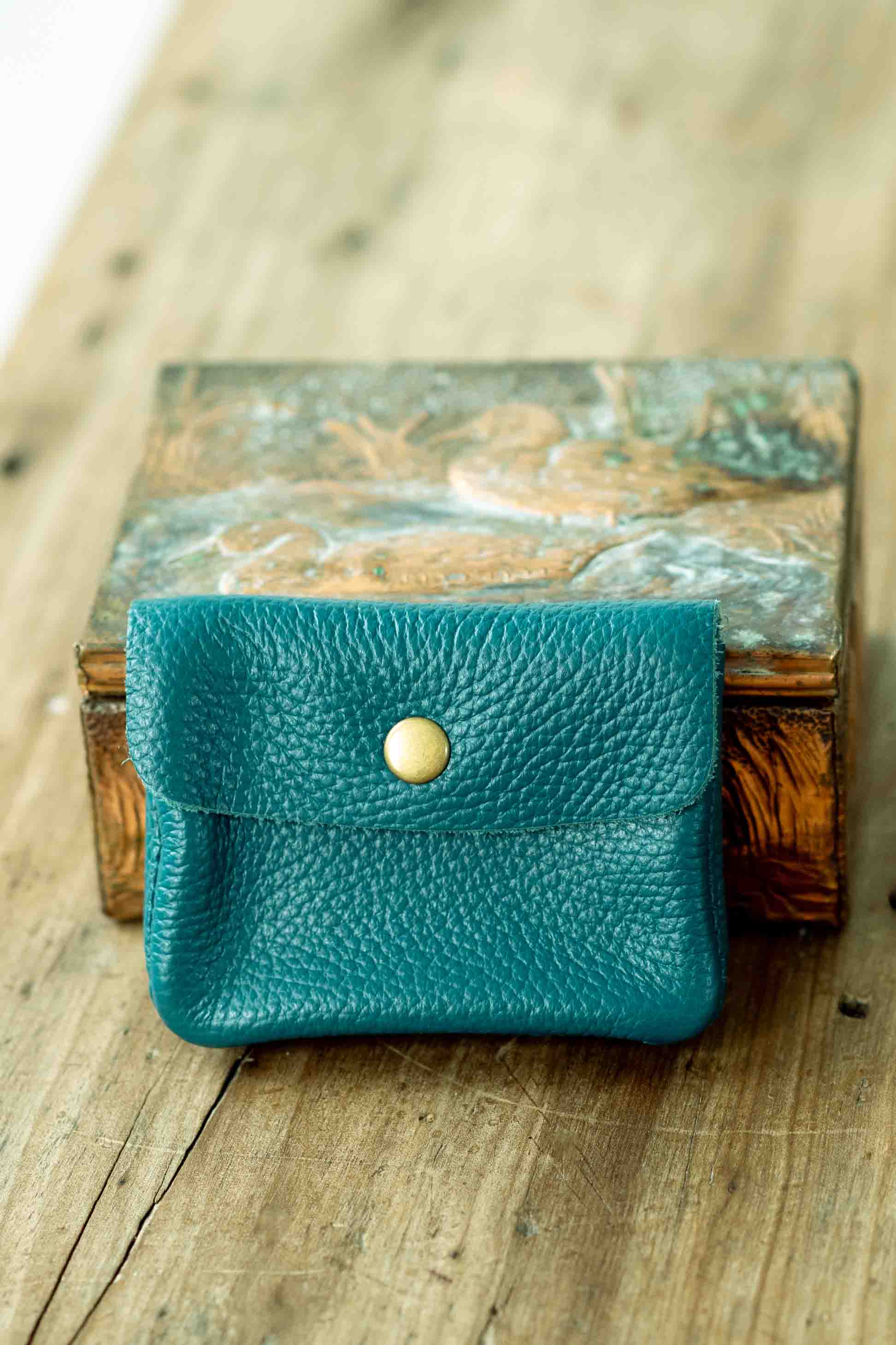 Teal Leather Coin Purse