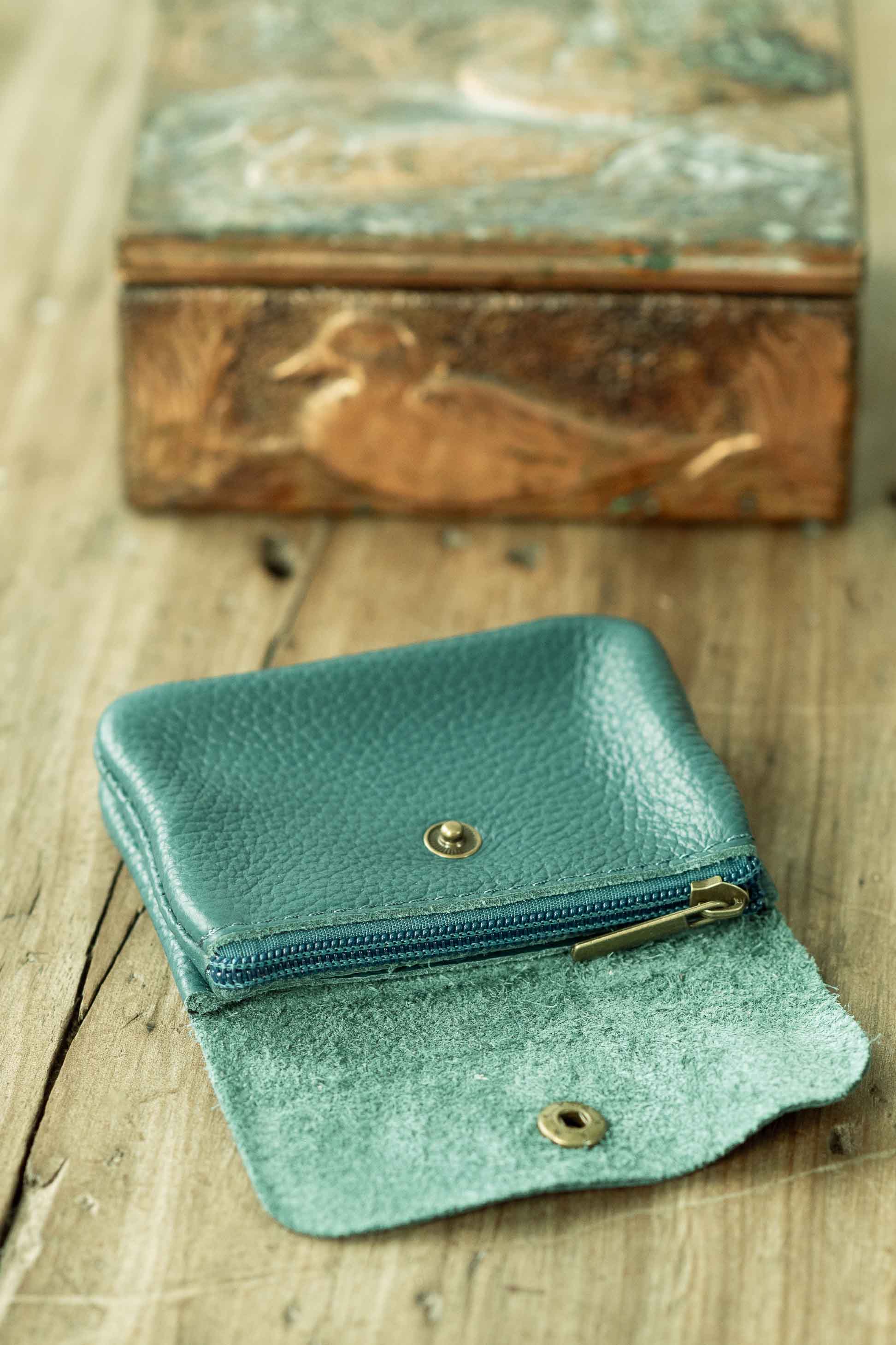 Teal Leather Coin Purse