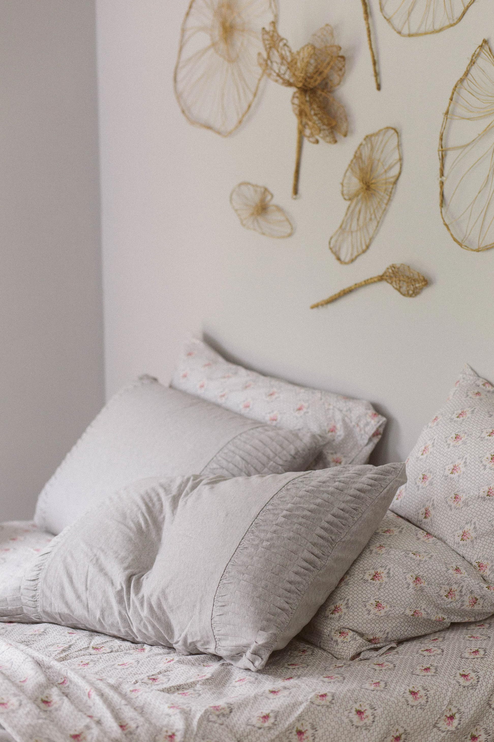 Rosette pillowcase in Grey Marle *organic cotton