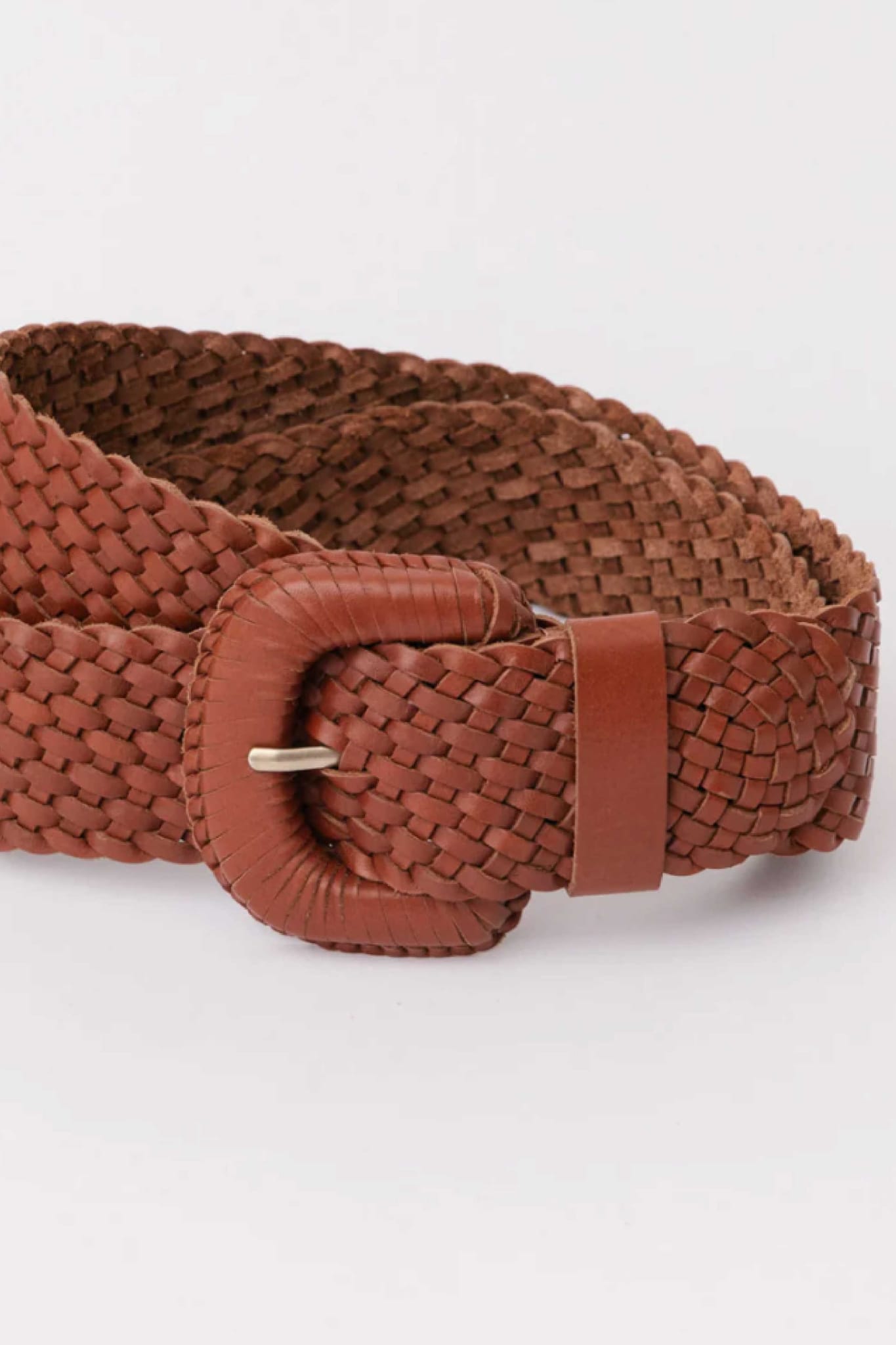 Weave McQueen Leather Belt Tan