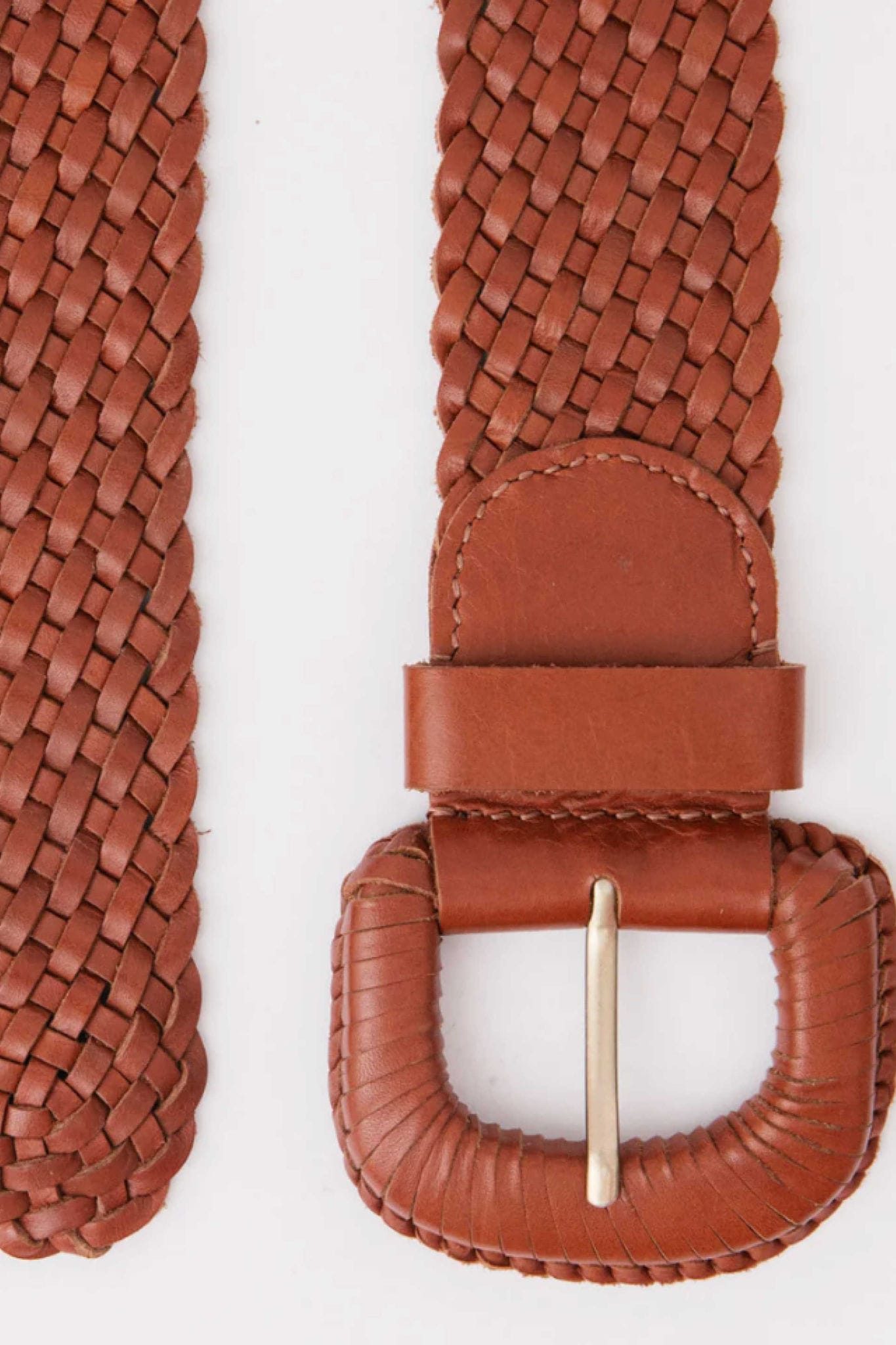 Weave McQueen Leather Belt Tan
