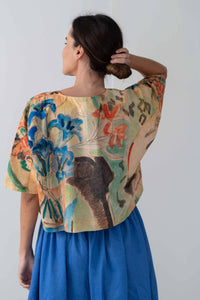 WrenGentianJaneLapis floral top and blue skirt