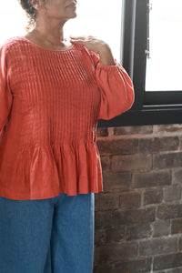 amelia linen top burnt orange 3