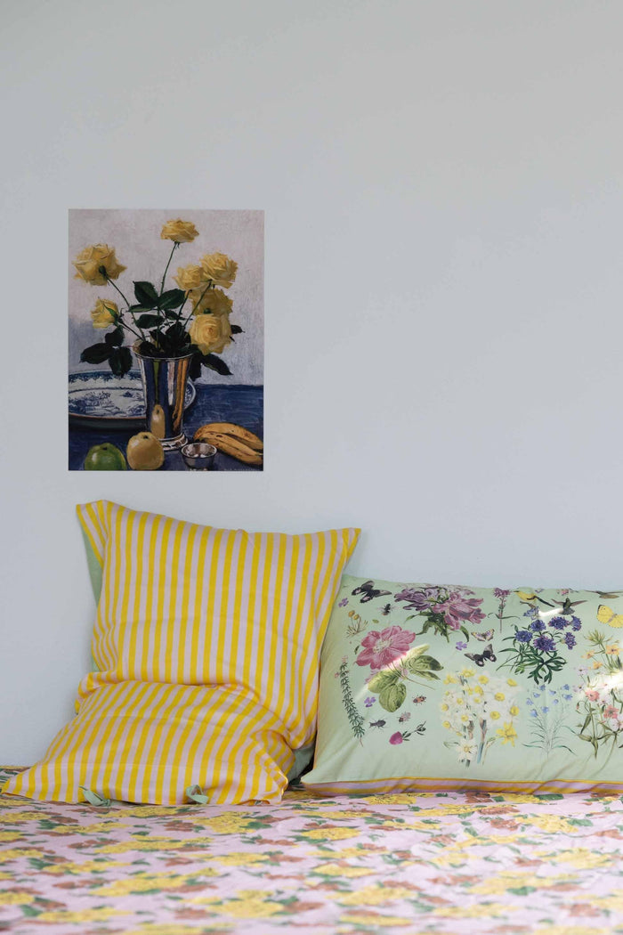 Busy Garden - Still life painting and pillows