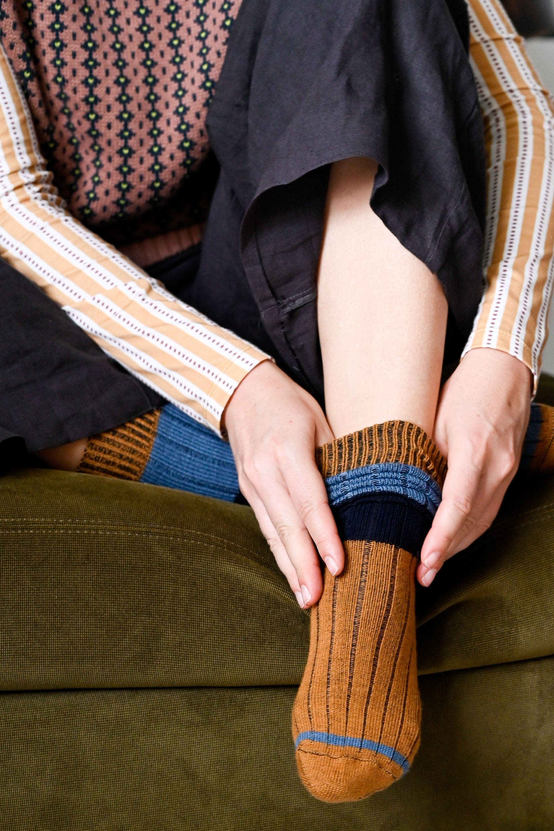 Chunky Rib Wool Socks Mustard