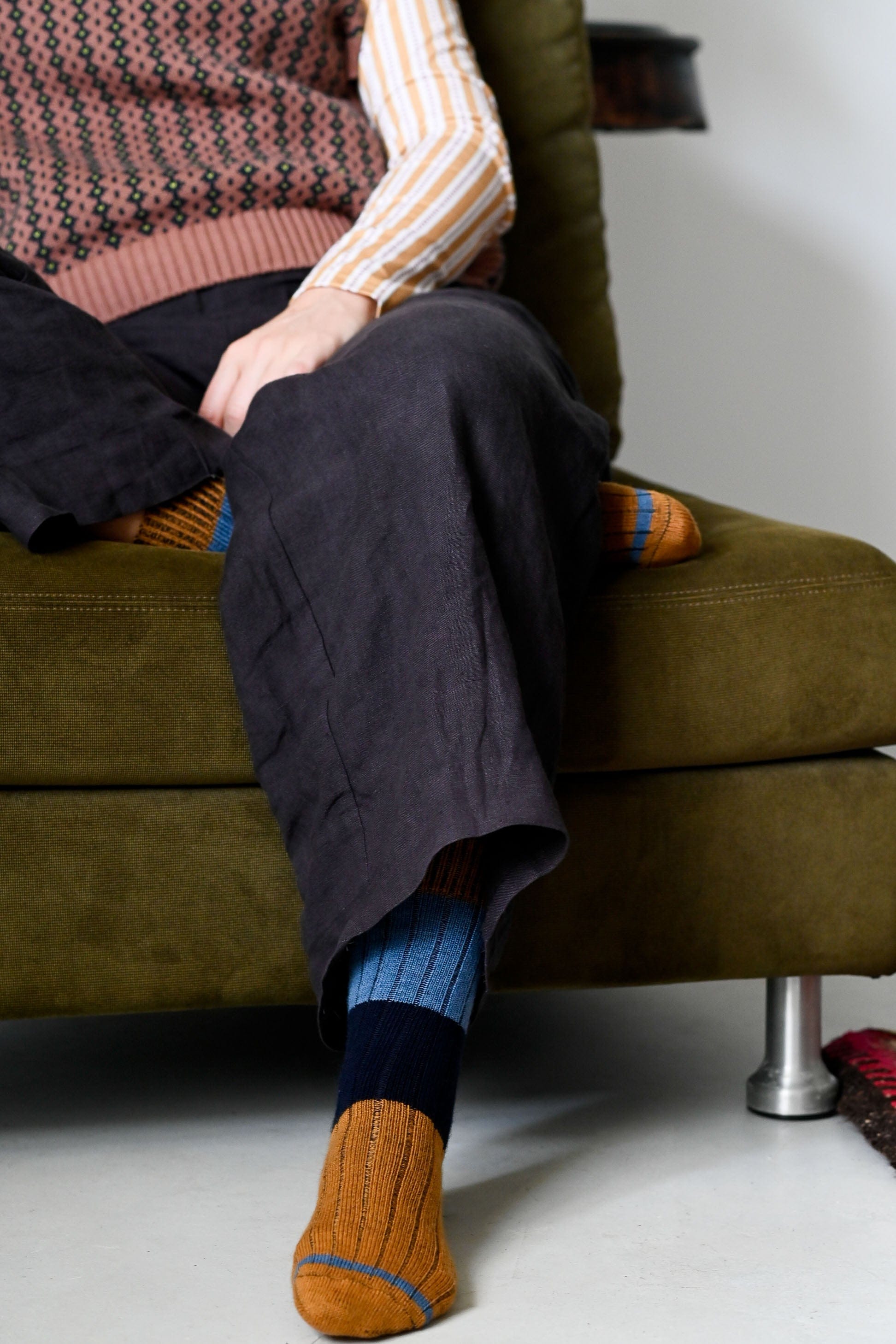 Chunky Rib Wool Socks Mustard