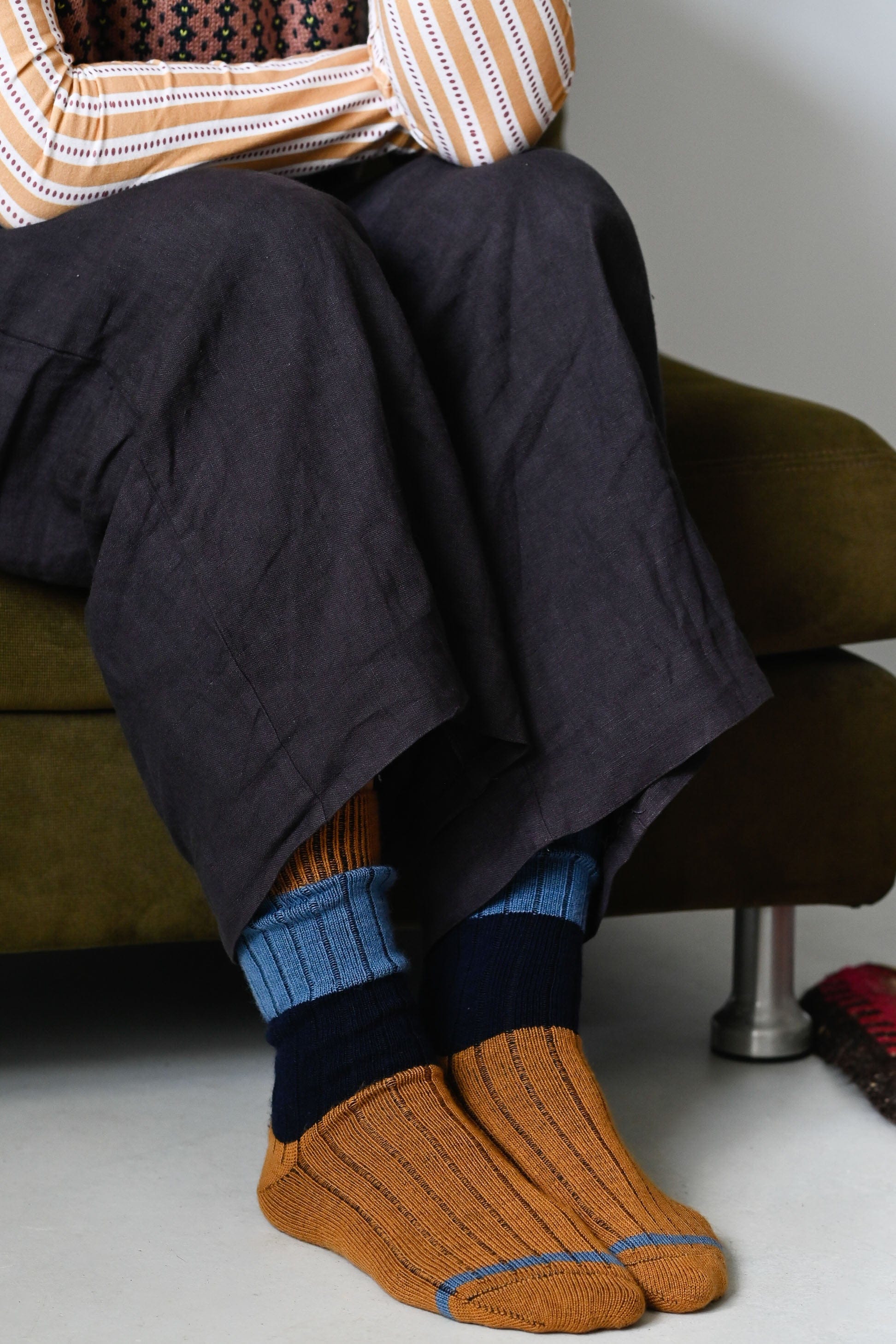 Chunky Rib Wool Socks Mustard