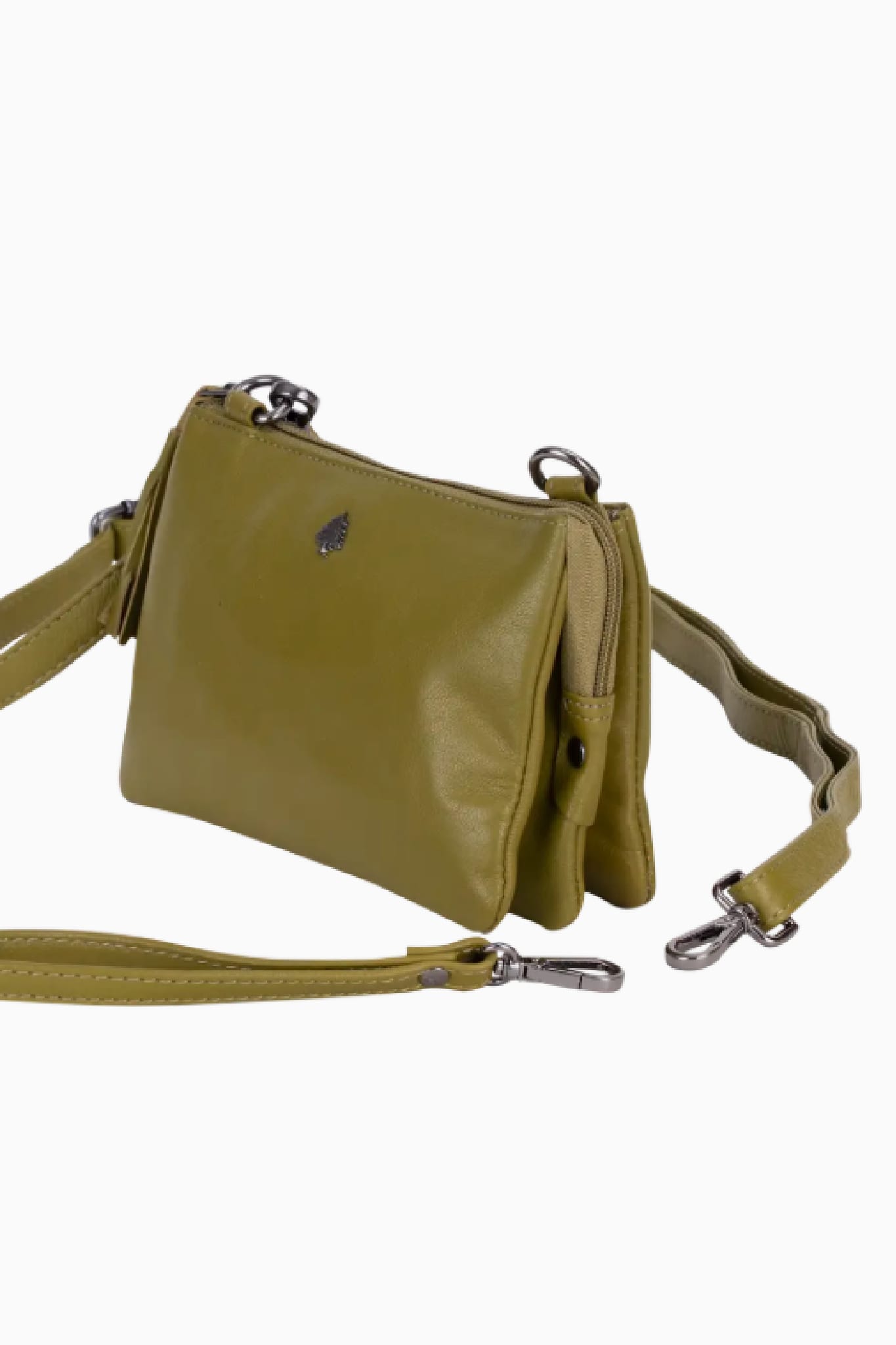 Ellie Leather Cross Body Clutch Bag Green