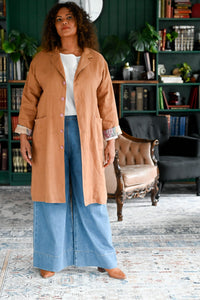 jenna winter linen jacket with floral lining