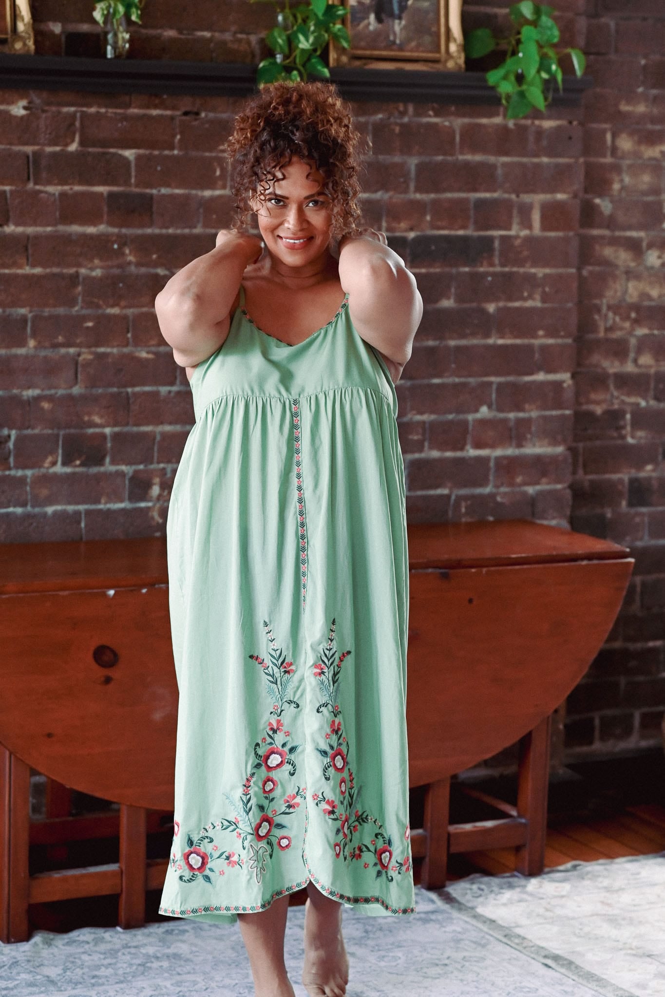 juliet slip dress with embroidery