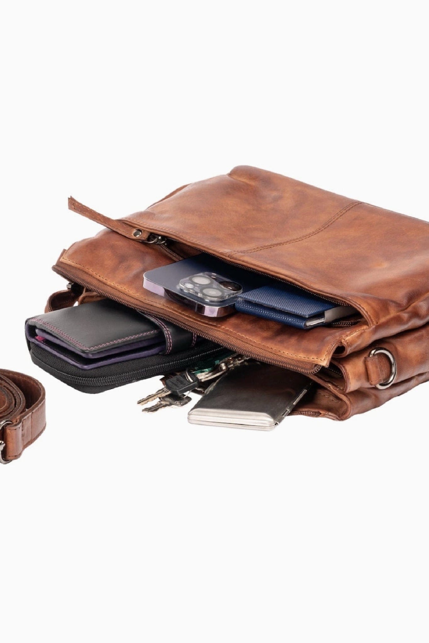 June Leather Shoulder Bag Cognac