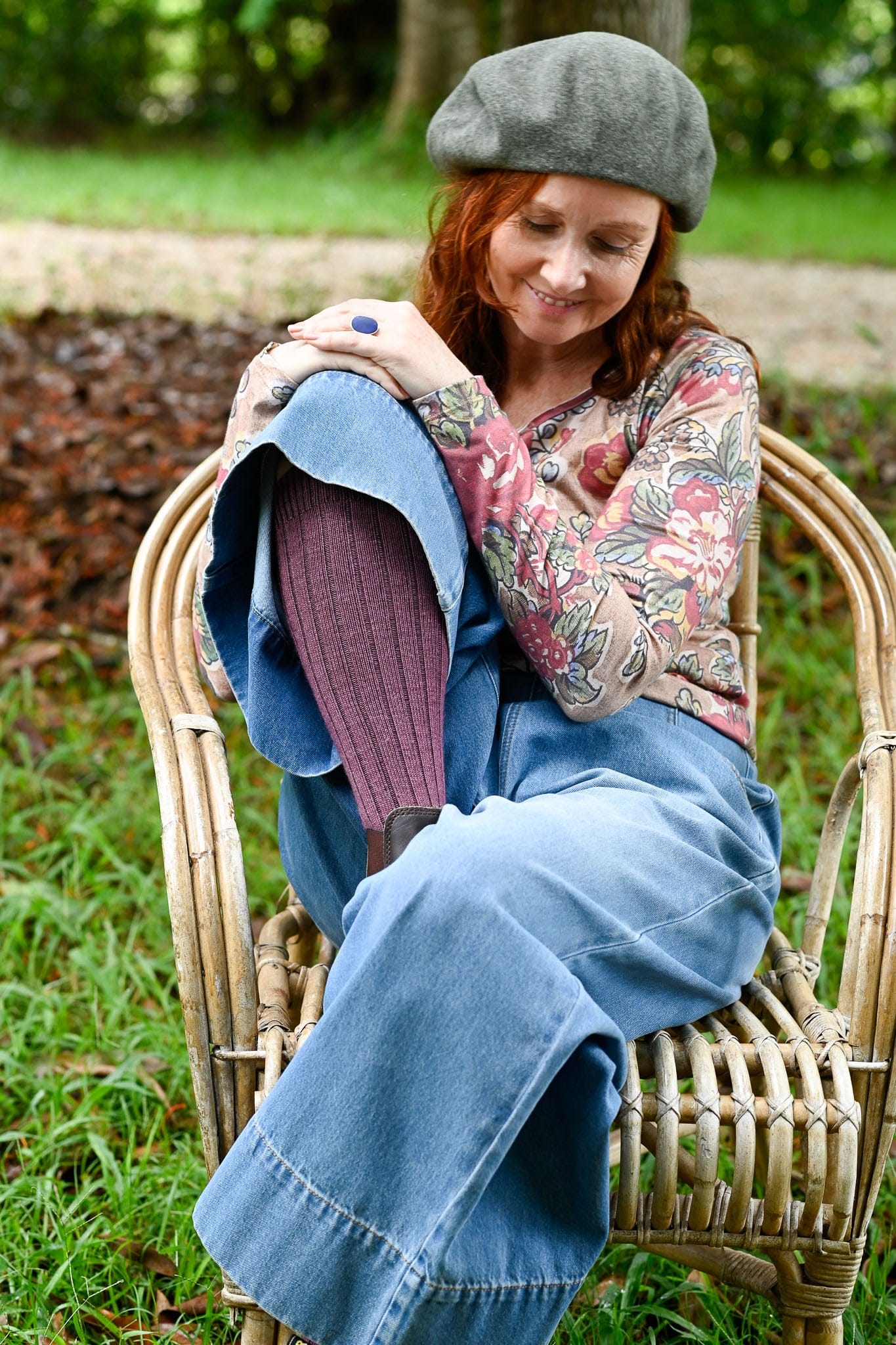 Long Rib Wool Socks Mauve