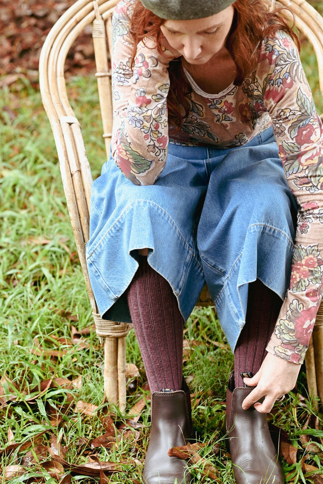 Long Rib Wool Socks Mauve