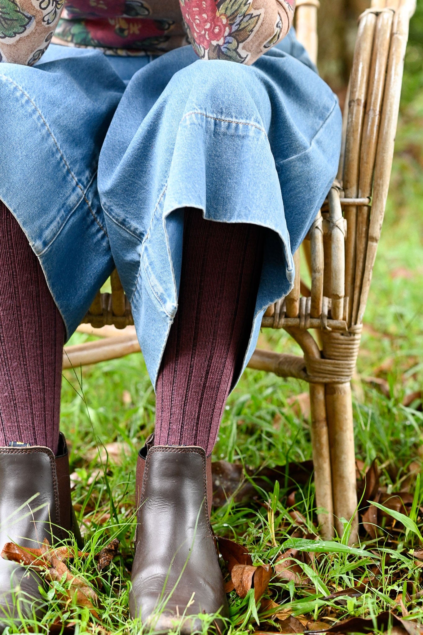 Long Rib Wool Socks Mauve