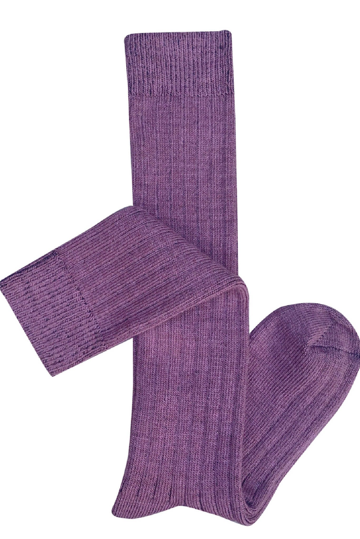 Long Rib Wool Socks Mauve