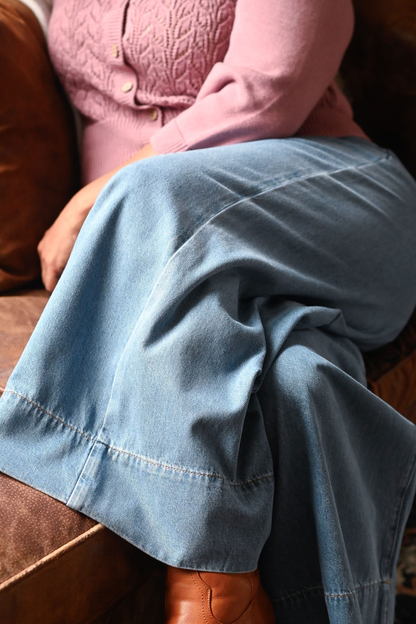 Denim Ollie Pant in Organic Cotton with Side Zip