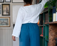 ollie wide leg linen pants sapphire back