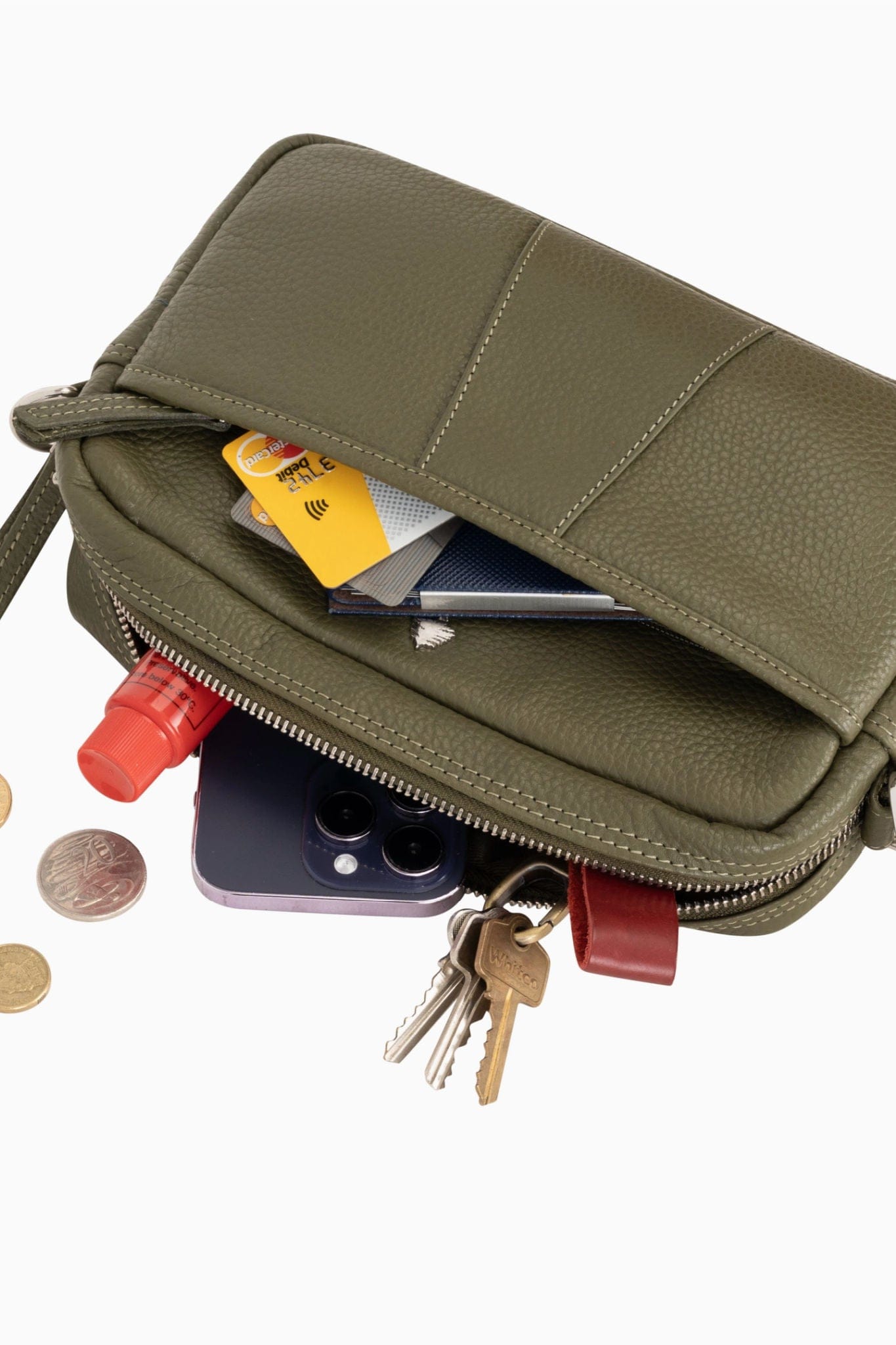 Siena Leather Cross Body Bag Olive