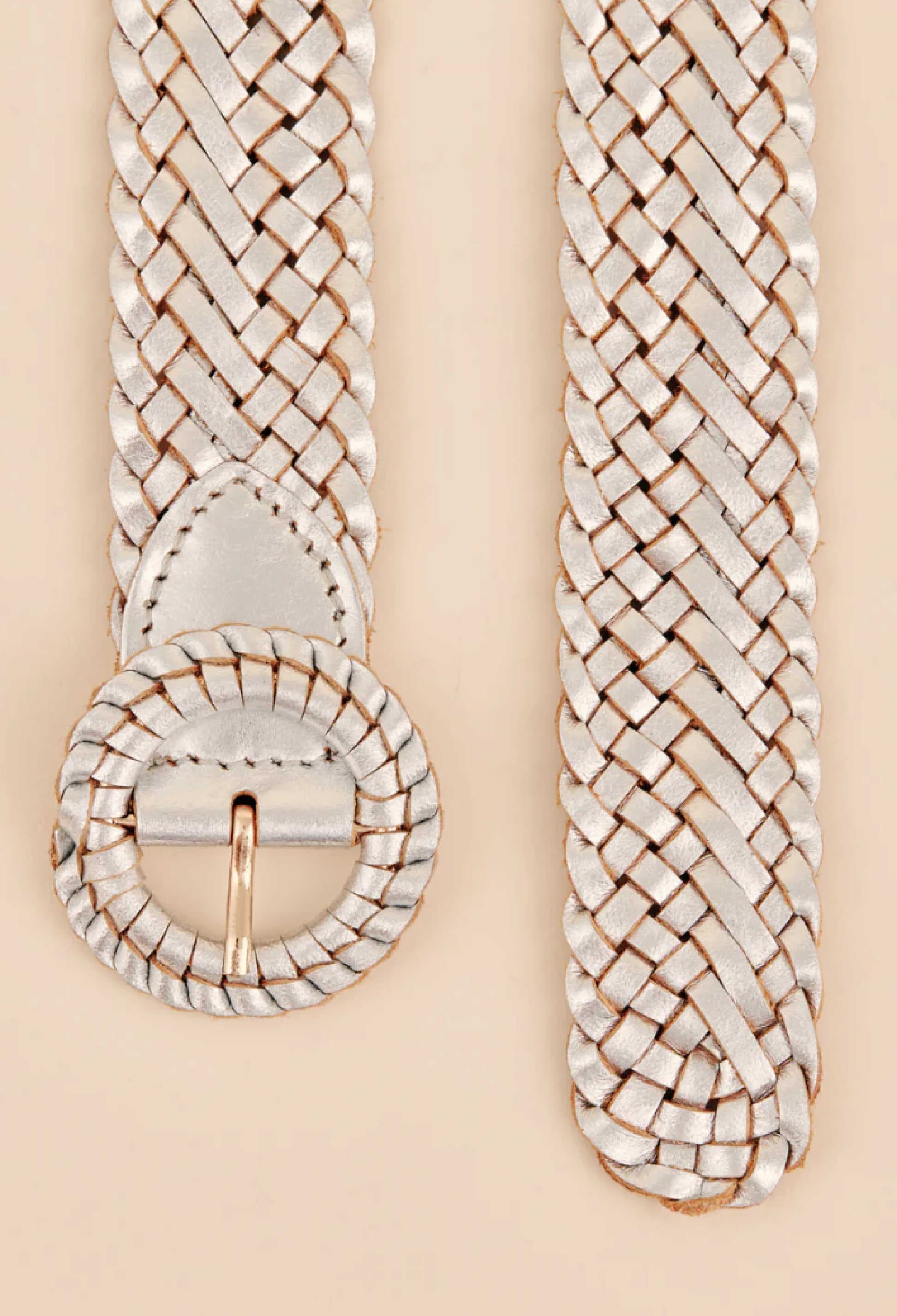 Weave Me This Way Leather Belt Silver