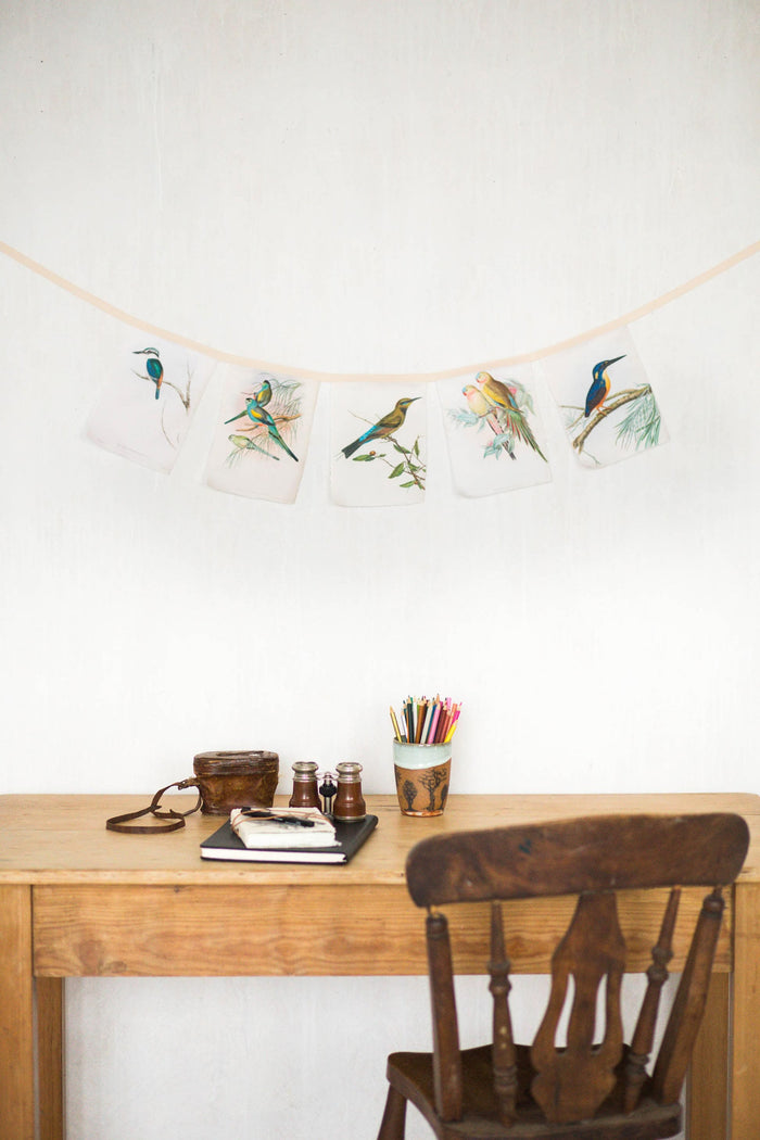 Australian bird garland art on display