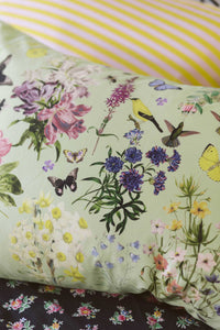 Busy Garden Pillowcase Set with floral and butterfly print