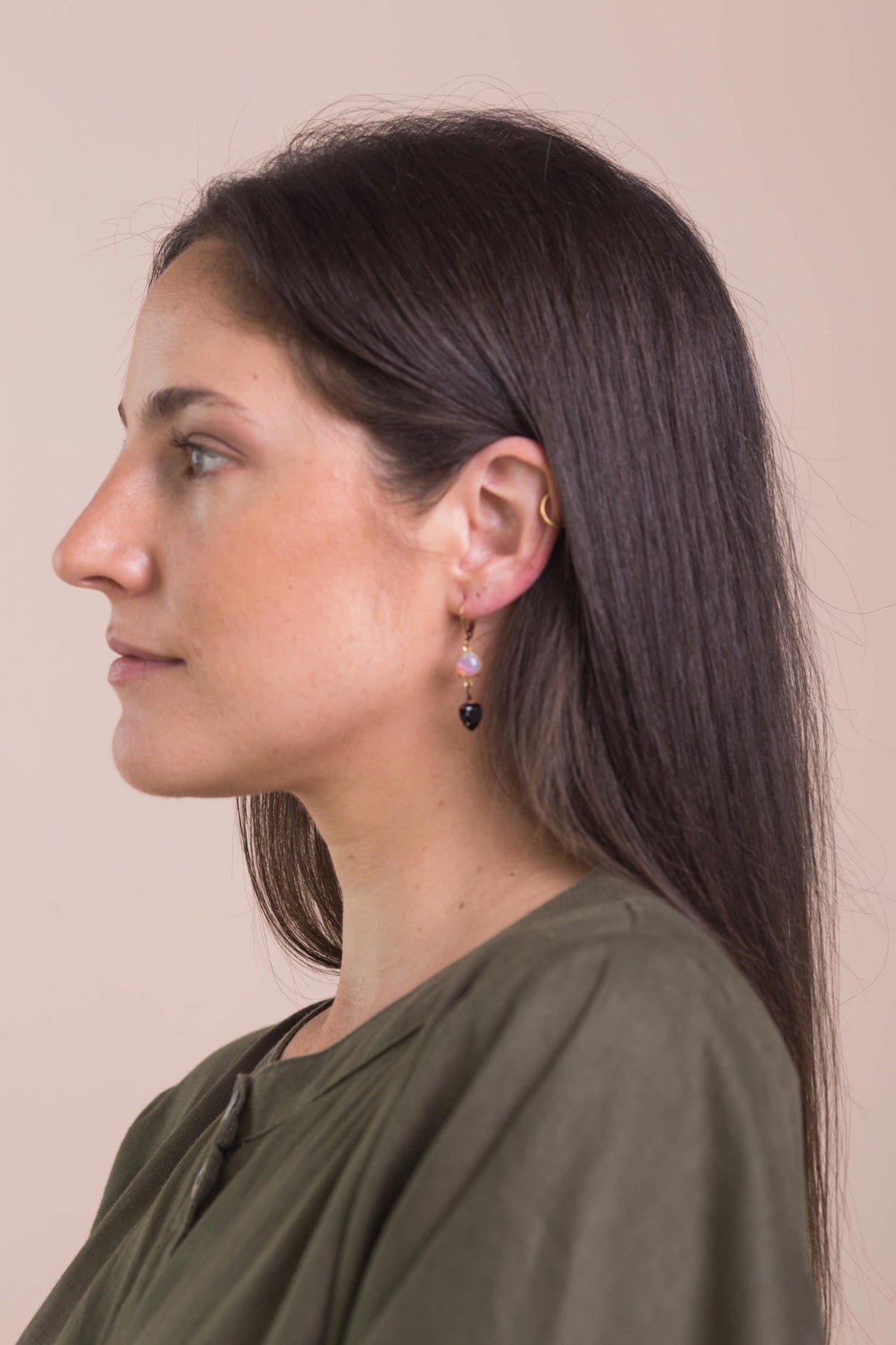 Vintage black heart earrings